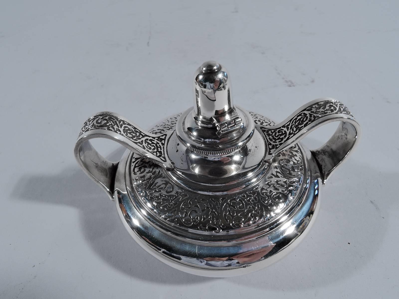 Antique Tiffany Sterling Silver Smoking Set with Lighter and Ashtrays In Excellent Condition In New York, NY