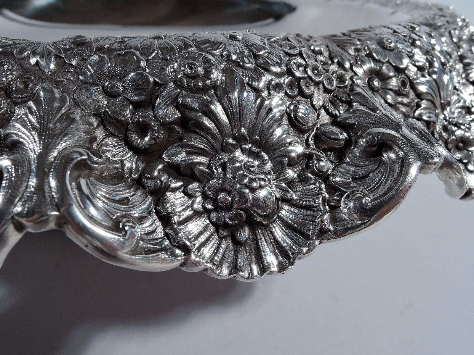 American Rare Antique Tiffany Centrepiece Bowl with Wonderful Wild Flowers