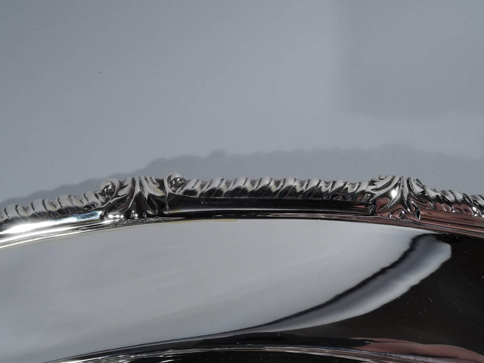 American Tiffany Large Sterling Silver Georgian Serving Tray with Gadrooned Rim