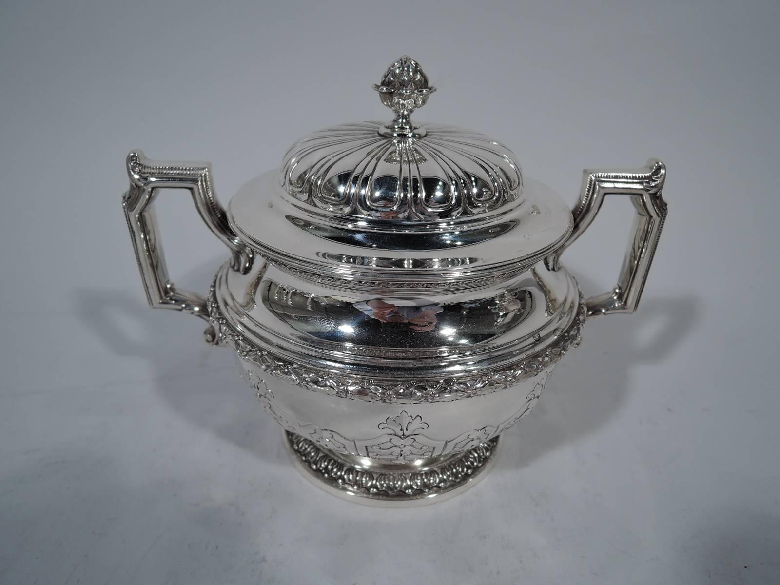 Antique Gorham Sterling Silver Tea Set with Jade-Mounted Urn 3