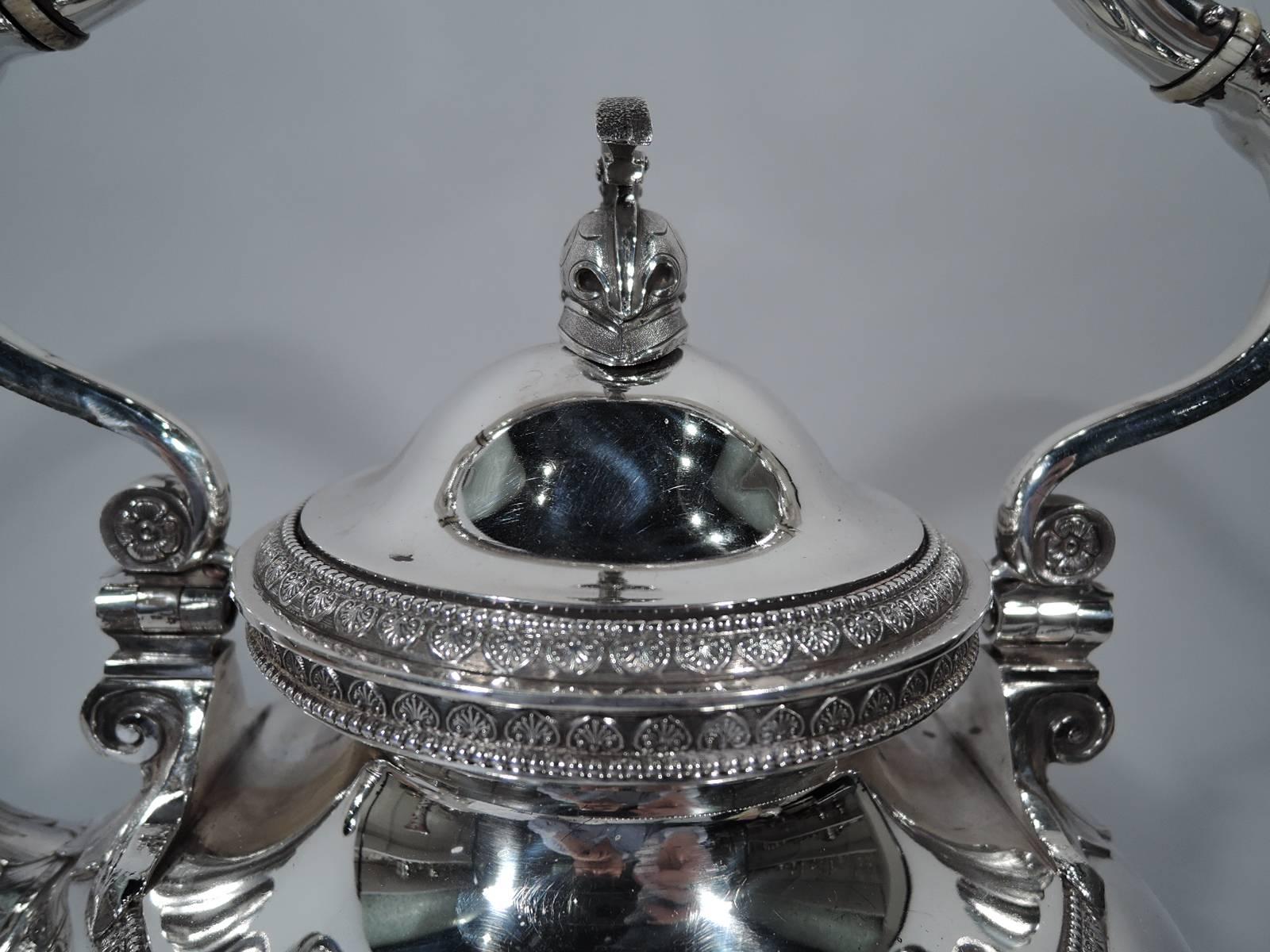 Victorian Early Tiffany Sterling Silver Hot Water Kettle on Stand 