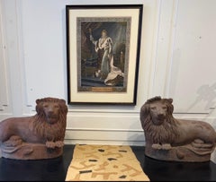 Pair of terracotta lions