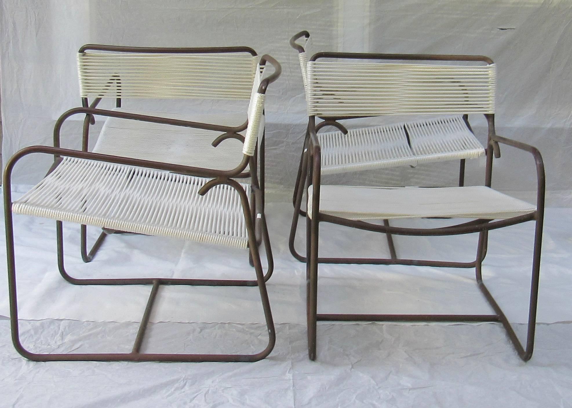 American Four Walter Lamb Bronze Lounge Chairs for Brown Jordan, 1958