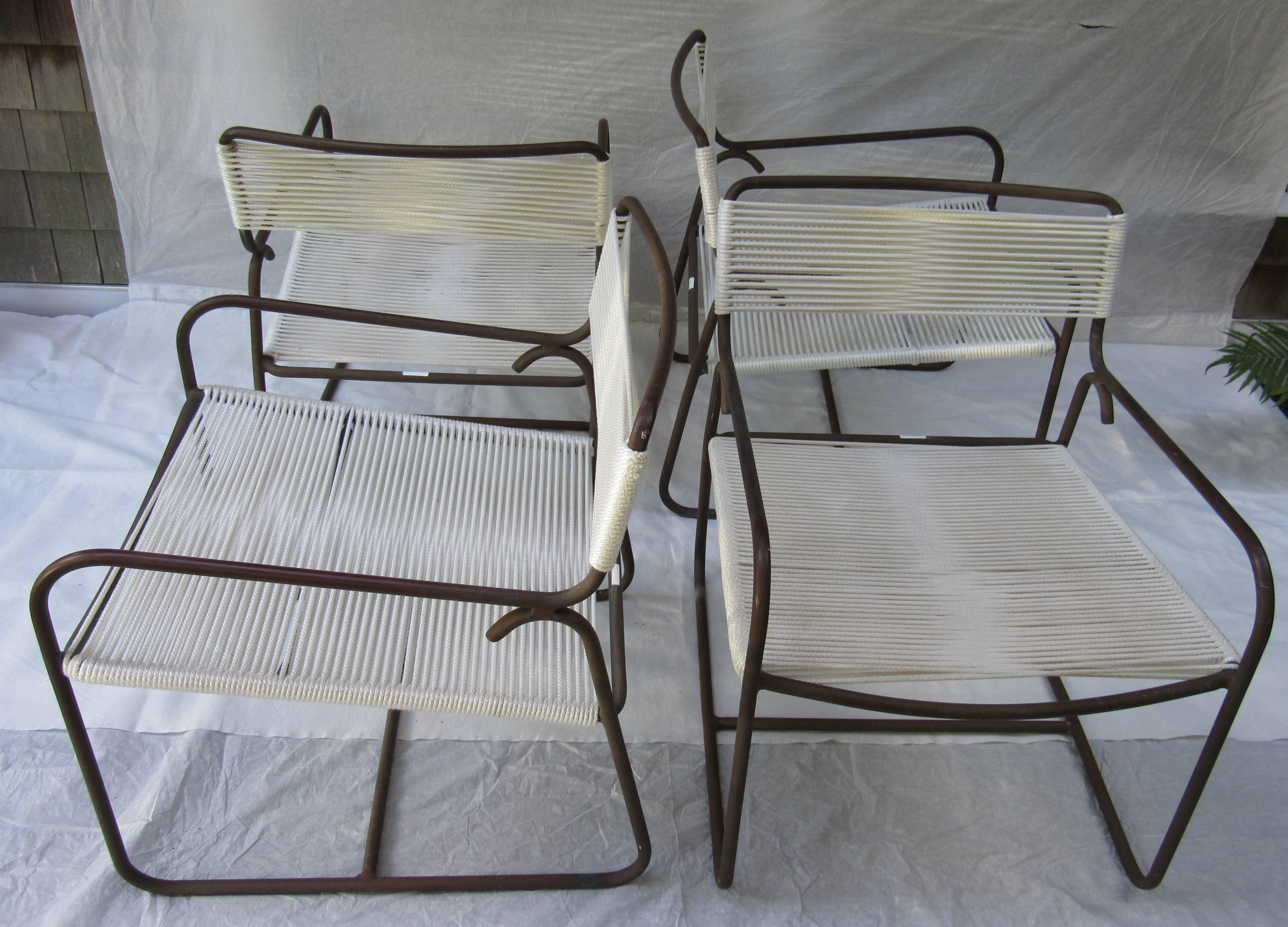 Four Walter Lamb Bronze Lounge Chairs for Brown Jordan, 1958 In Excellent Condition In Camden, ME