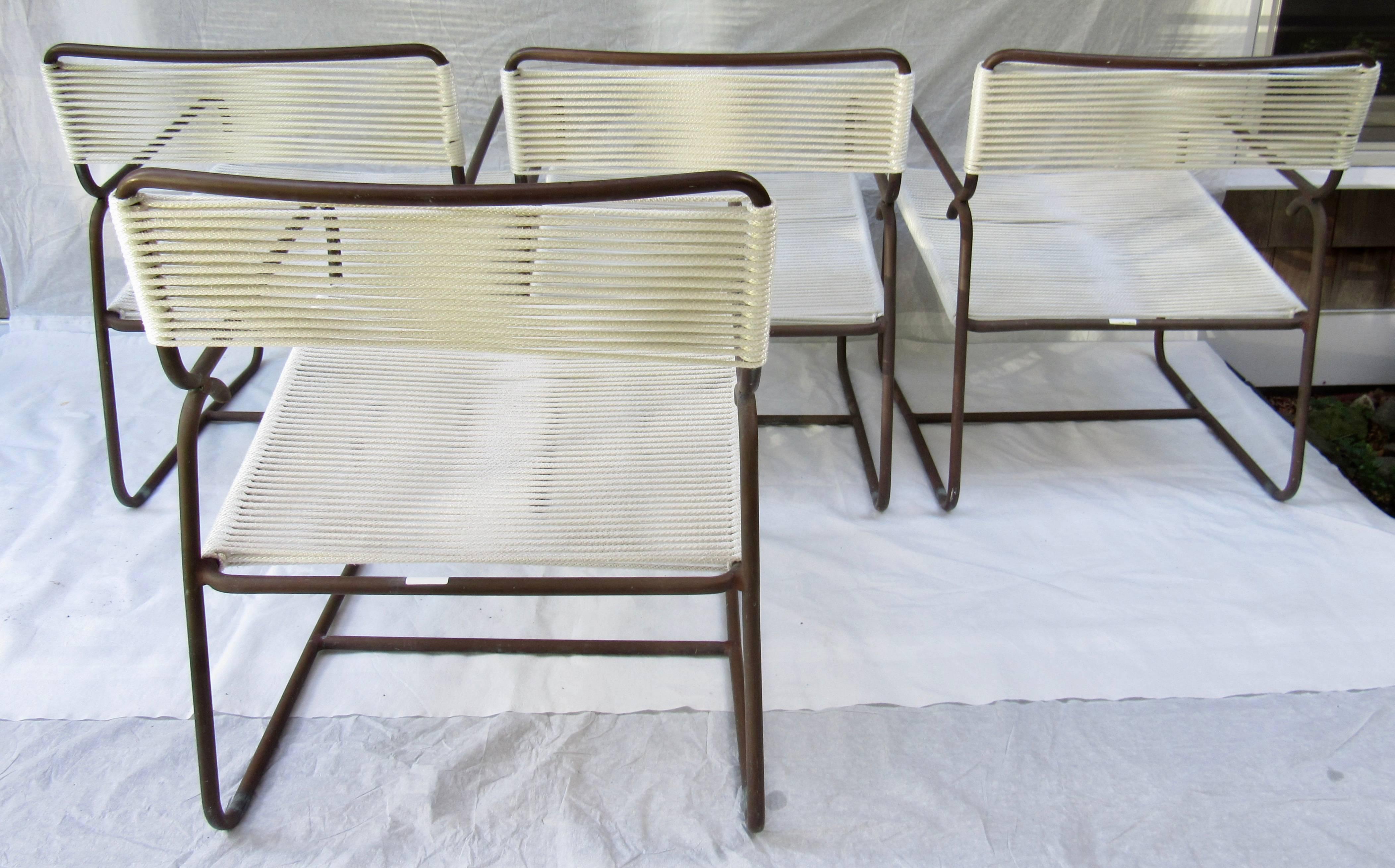 Mid-20th Century Four Walter Lamb Bronze Lounge Chairs for Brown Jordan, 1958