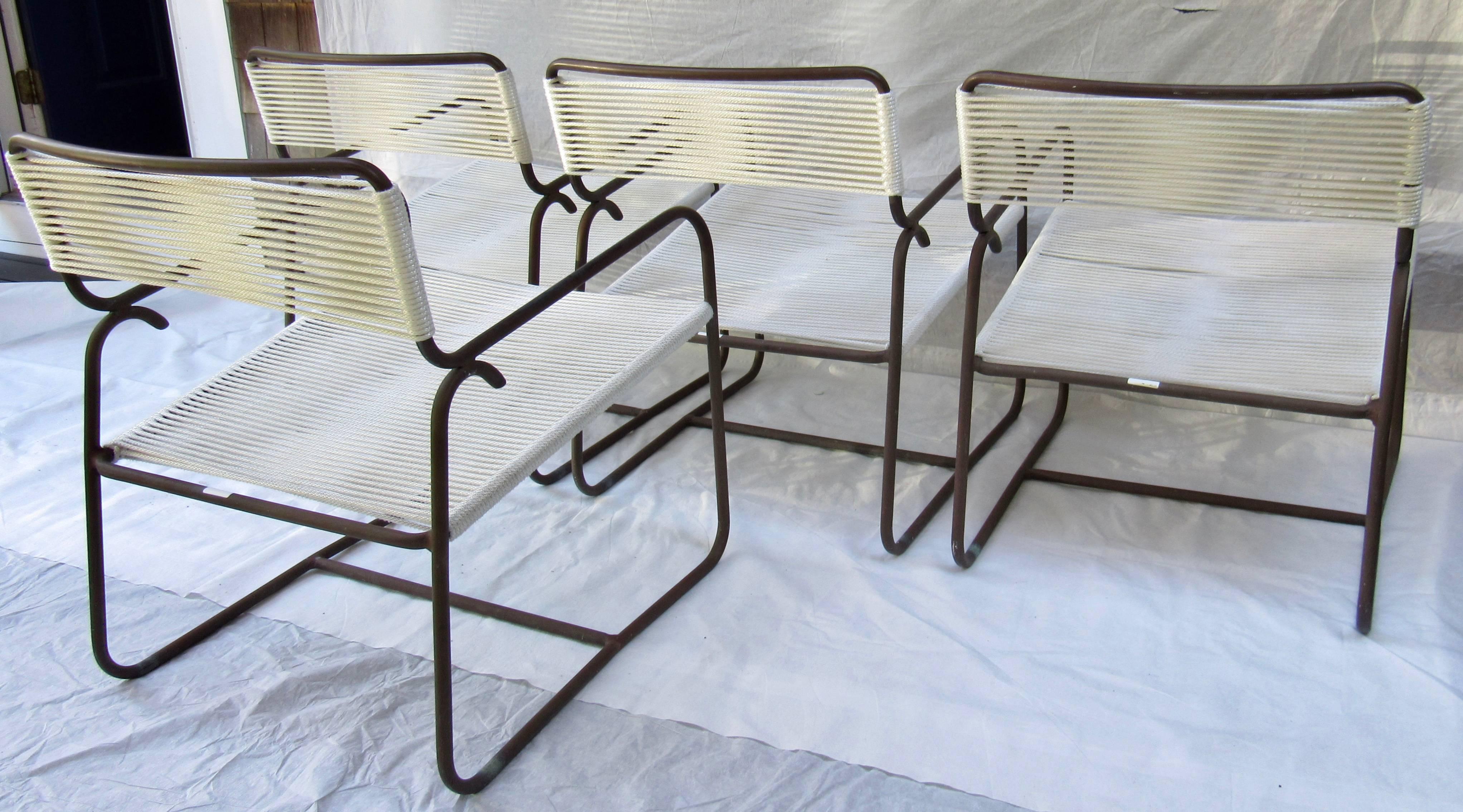 Mid-Century Modern Four Walter Lamb Bronze Lounge Chairs for Brown Jordan, 1958