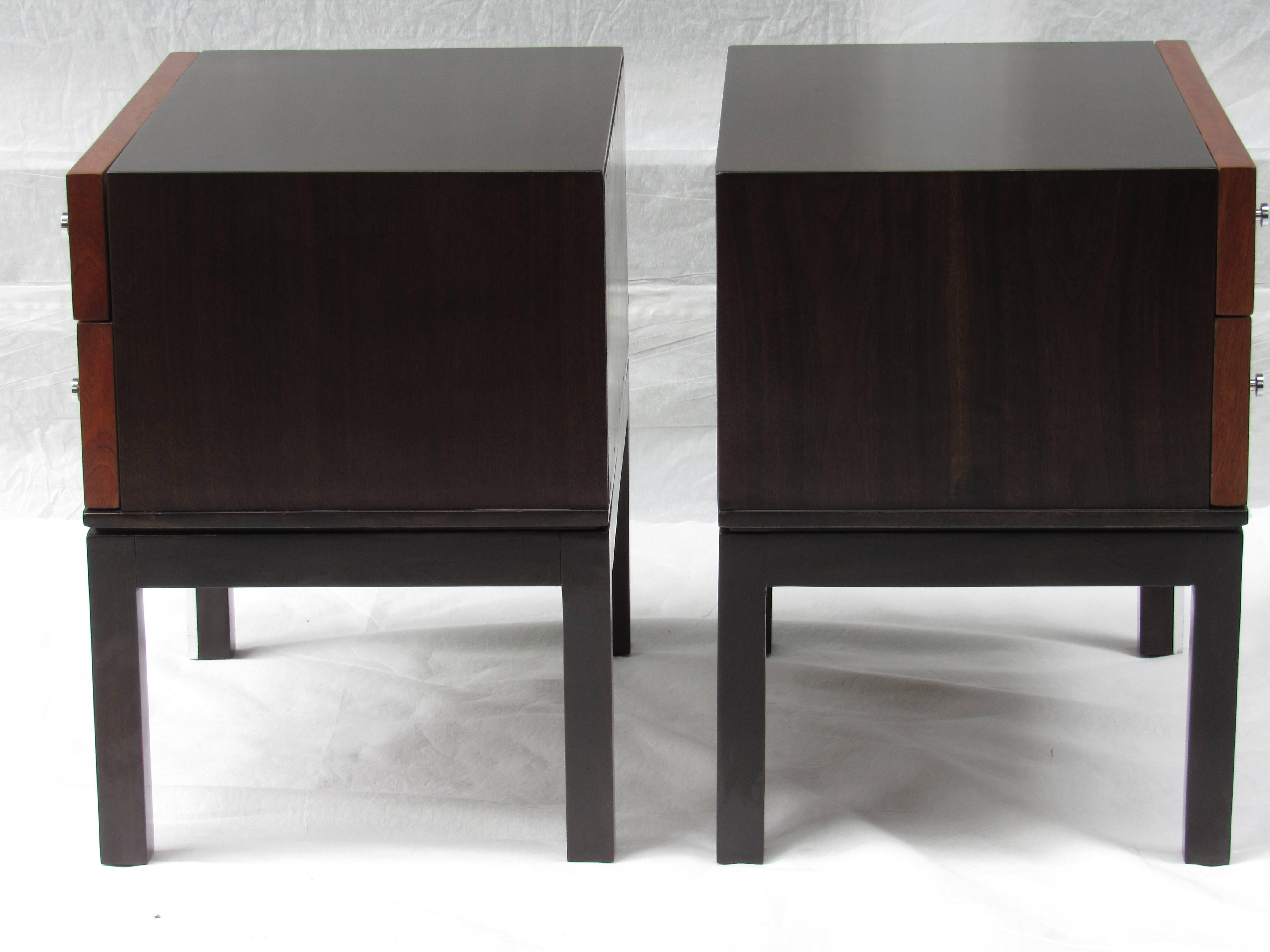 Mid-20th Century Merton Gershun Two-Toned Walnut End Tables for American of Martinsville