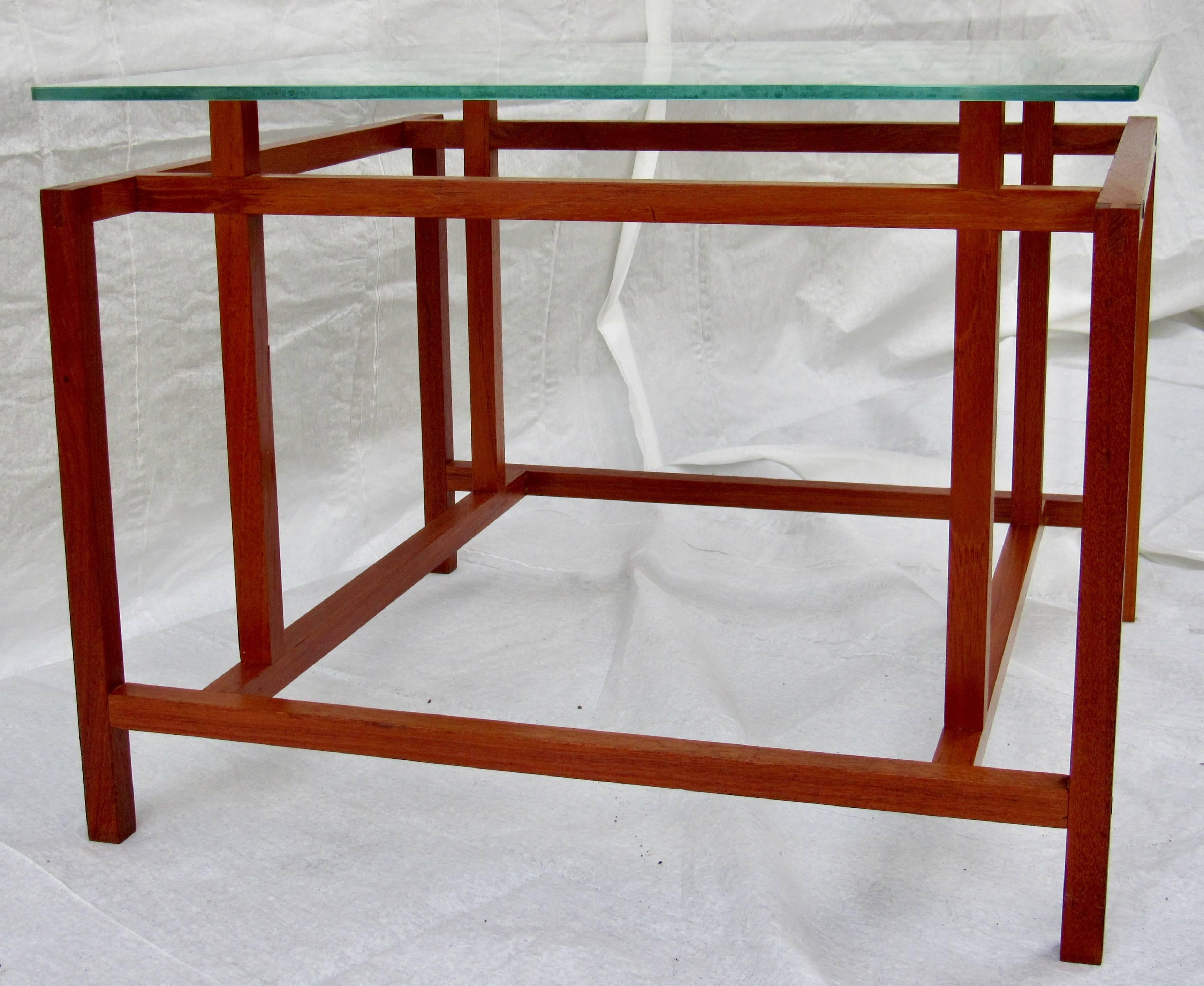 Mid-20th Century Henning Norgaard Danish Teak Game Table Stenciled Glass Top, 1960s