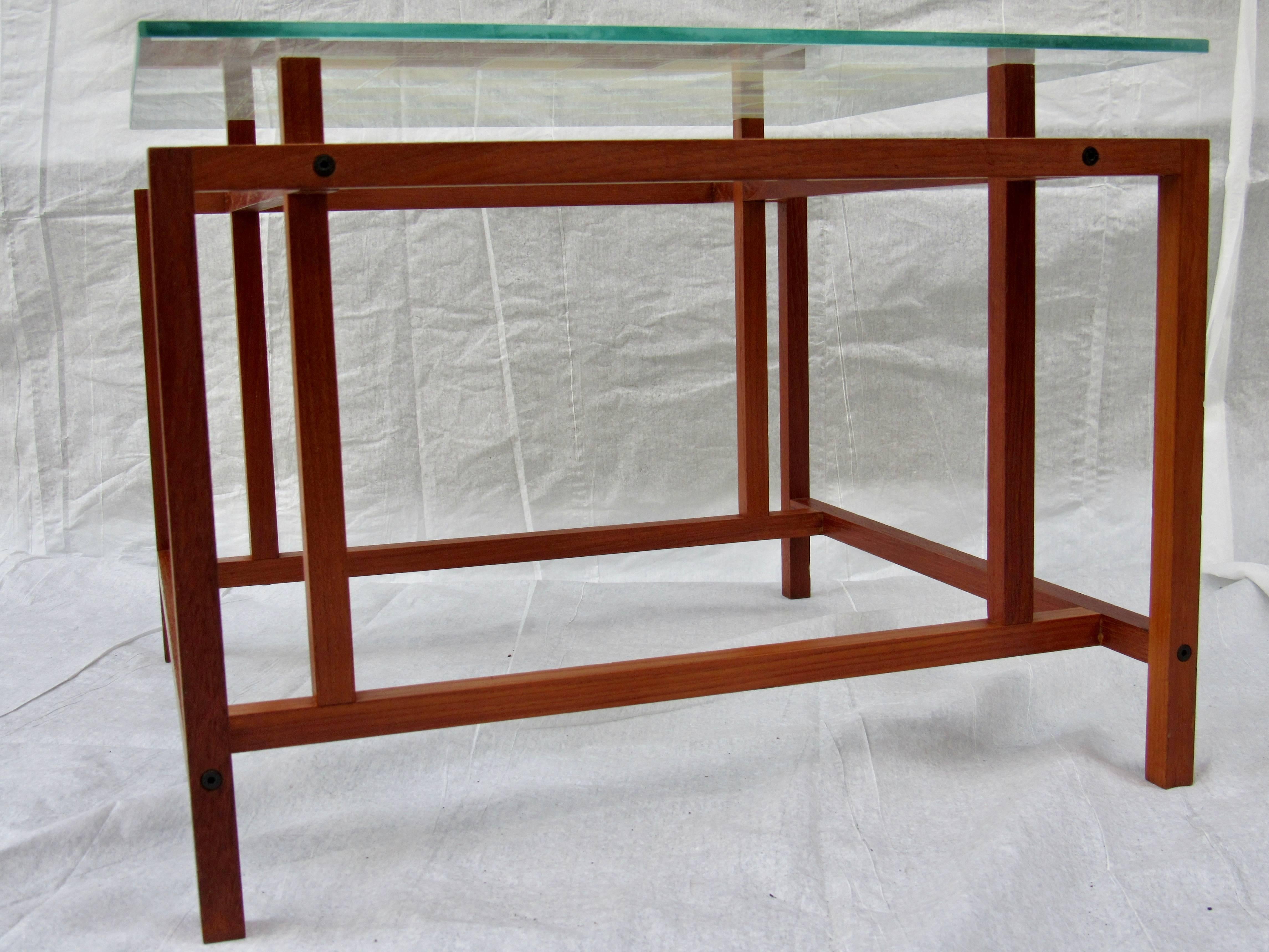 Henning Norgaard Danish Teak Game Table Stenciled Glass Top, 1960s 2