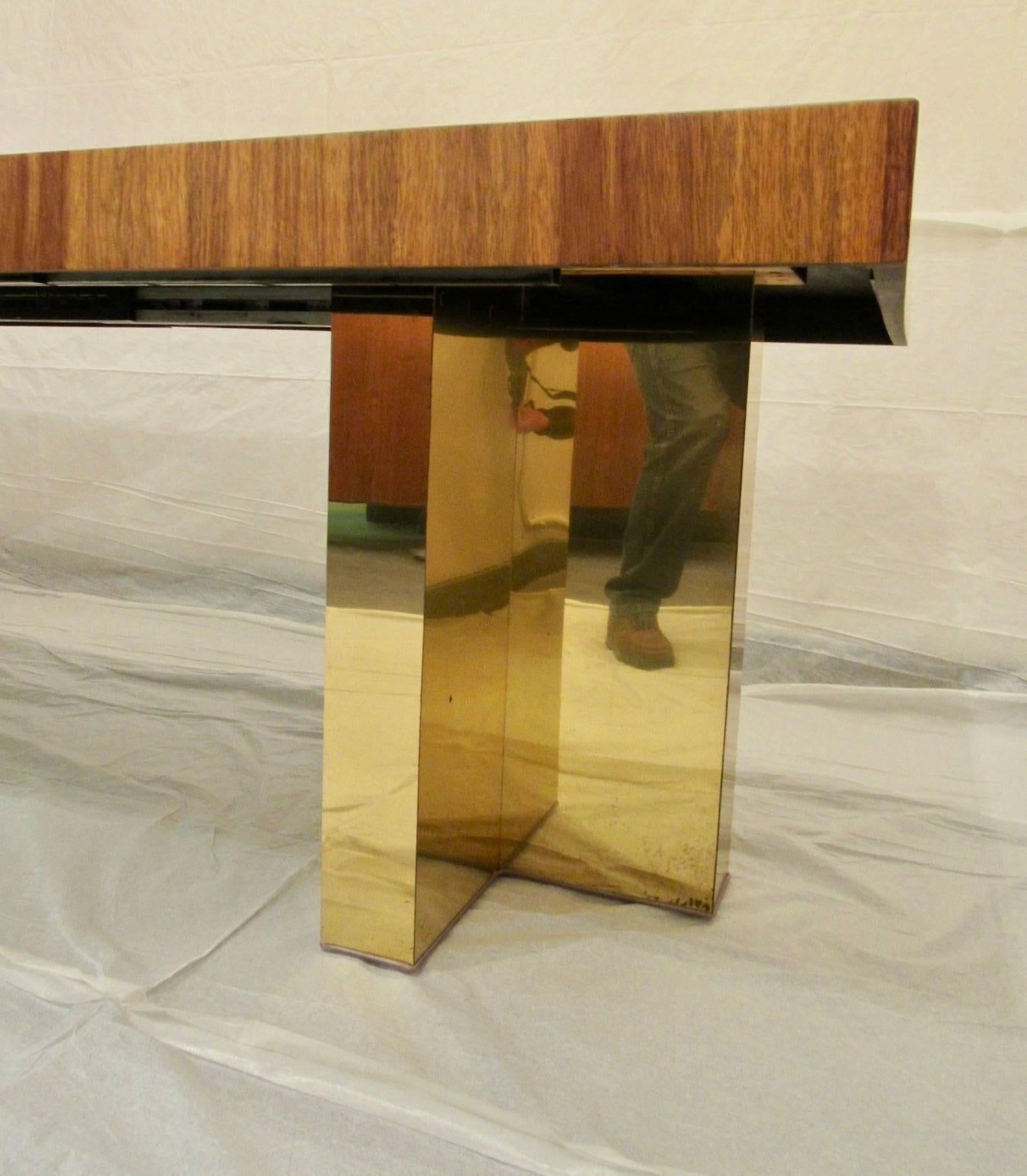 Plated Milo Baughman Brass and Exotic Brazilian Rosewood Dining Table for Thayer Coggin