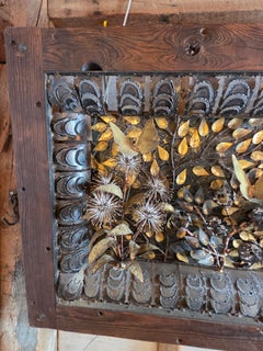 Large 1970s Mixed-Metal Botanical Wall Sculpture with Butterflies, 59 Inches