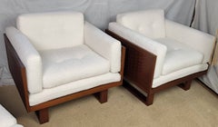 Poul Cadovius Rosewood Lounge Chairs Basket Weave Pair France & Son 1962