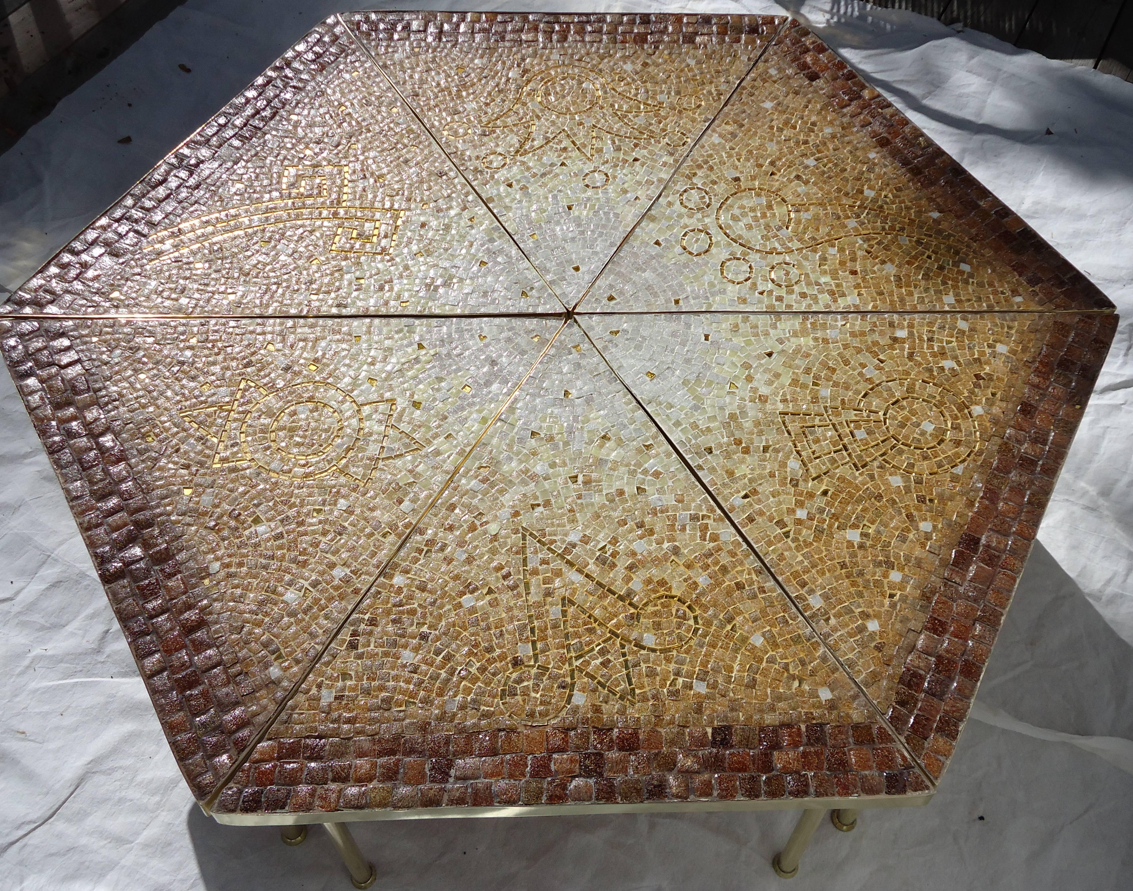Laminated Genaro Alvarez 6 Piece Glass Tiled Mosaic Coffee Table, Mexico c.1950