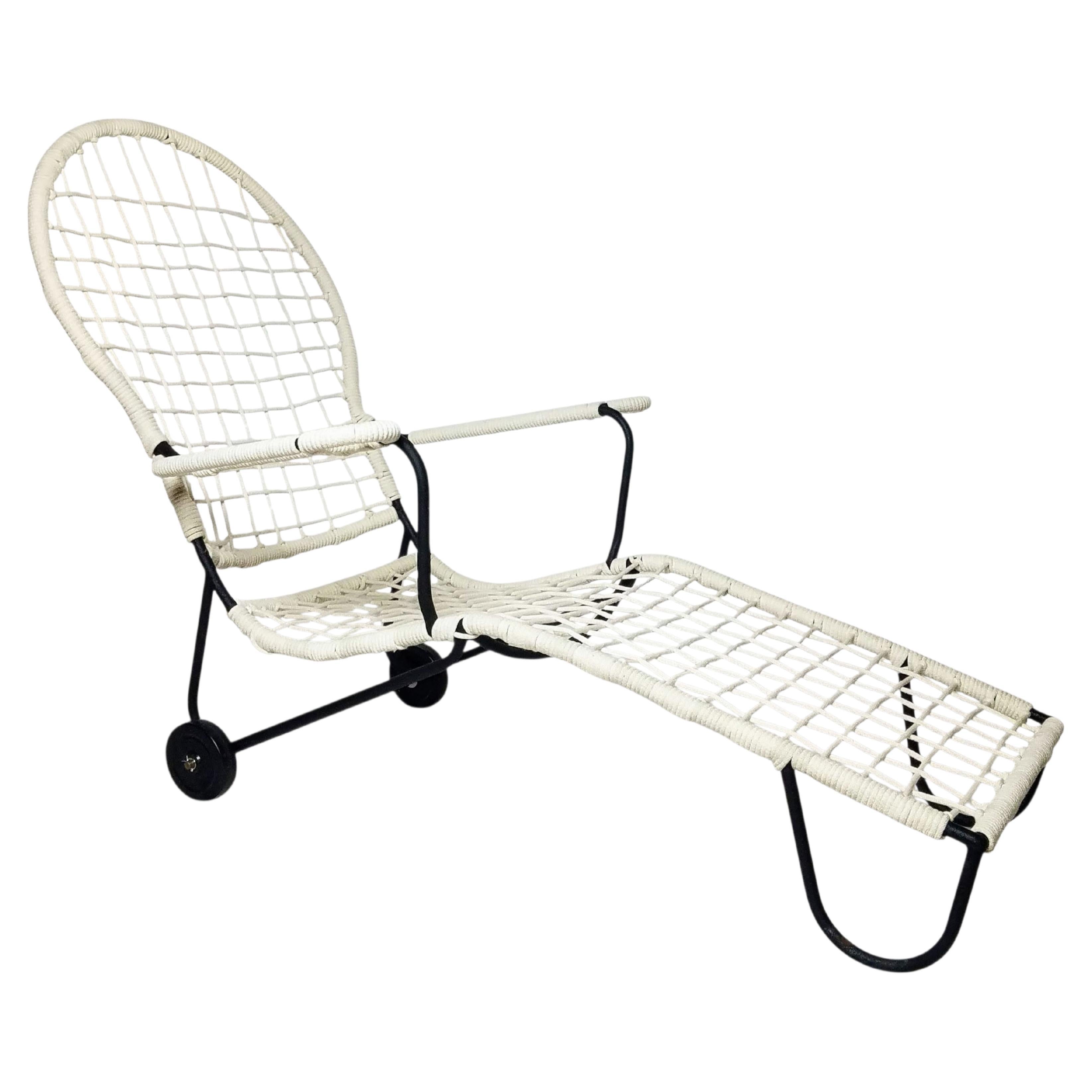 Wylie R. Dallas Texas Muebles de hierro con cuerdas Chaise 1940s San Antonio Texas en venta