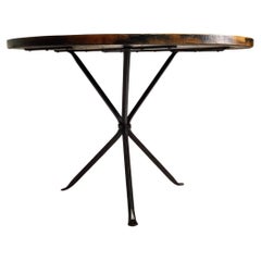 Cleo Baldon Mesa de comedor redonda de hierro forjado y roble ahumado El Monte, CA. c. 1968