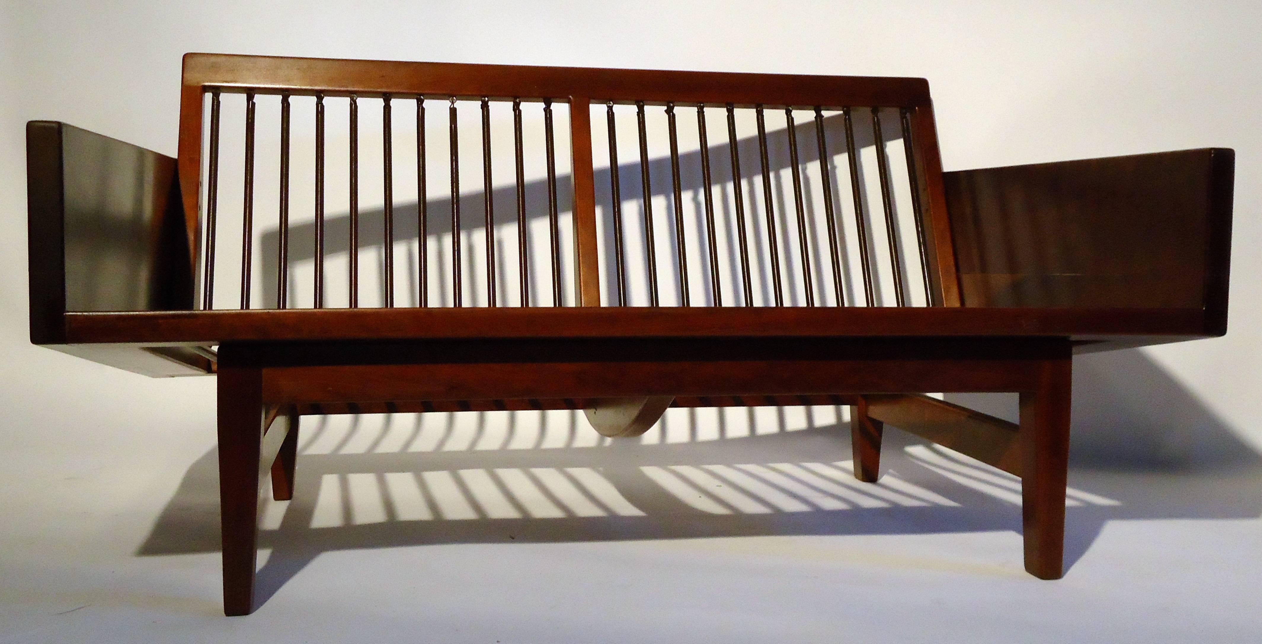 American Arden Riddle Handcrafted Black Walnut Settee, 1971