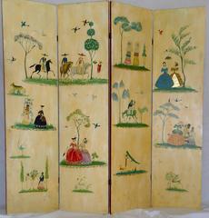 Salvador Corona Biombo de suelo plegable de 4 paneles de  Pátzcuaro, Acapulco hacia 1938