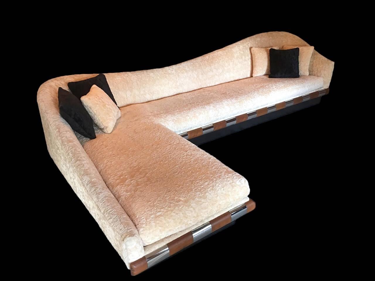 Mid-Century Modern Rare Serpentine Adrian Pearsall L-Shaped Sofa Craft Associates, 1968