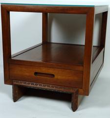 Rare Frank Lloyd Wright Pair of Mahogany End Tables/ Nightstands, Henredon, 1955