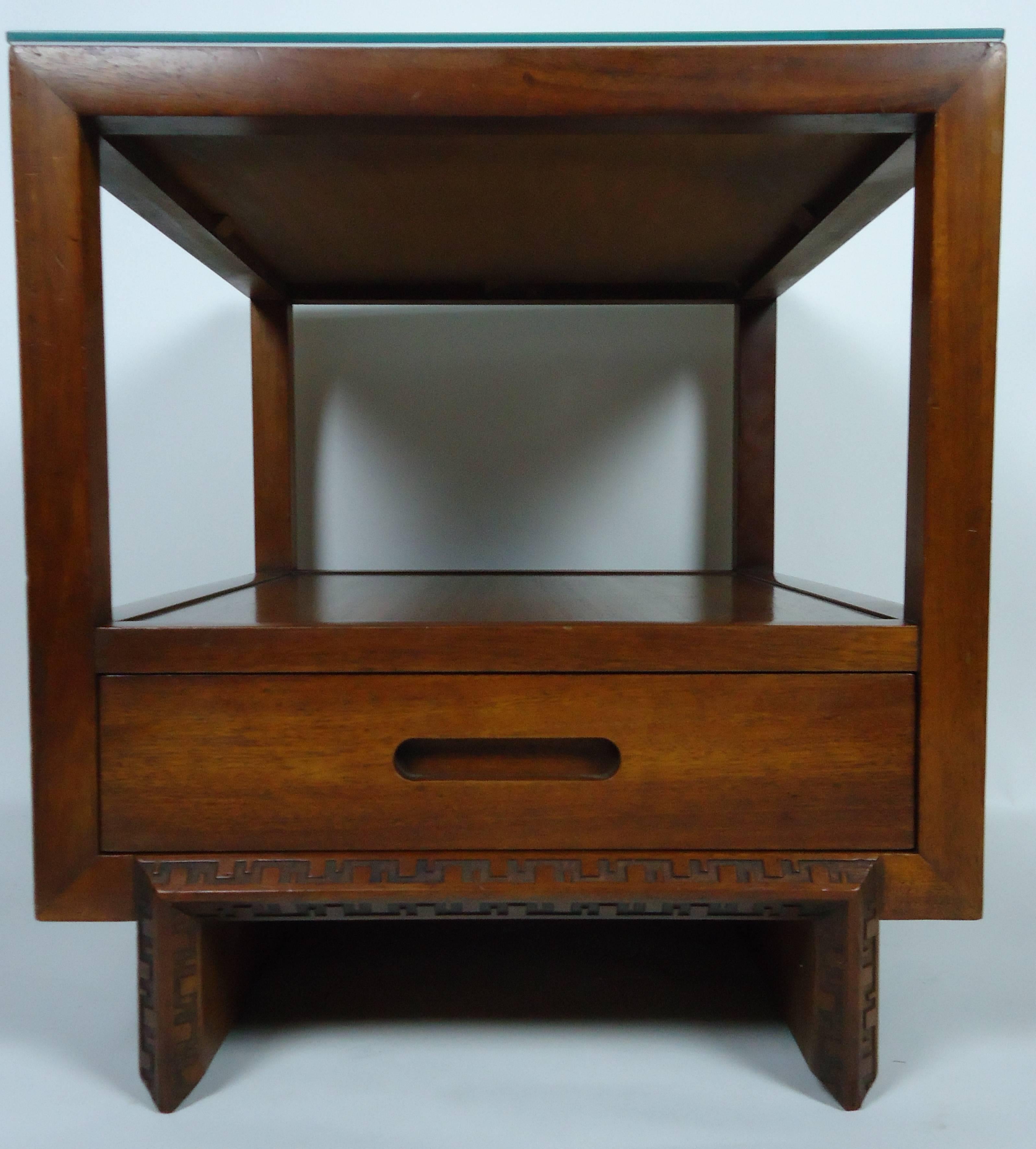 American Rare Frank Lloyd Wright Pair of Mahogany End Tables/ Nightstands, Henredon, 1955