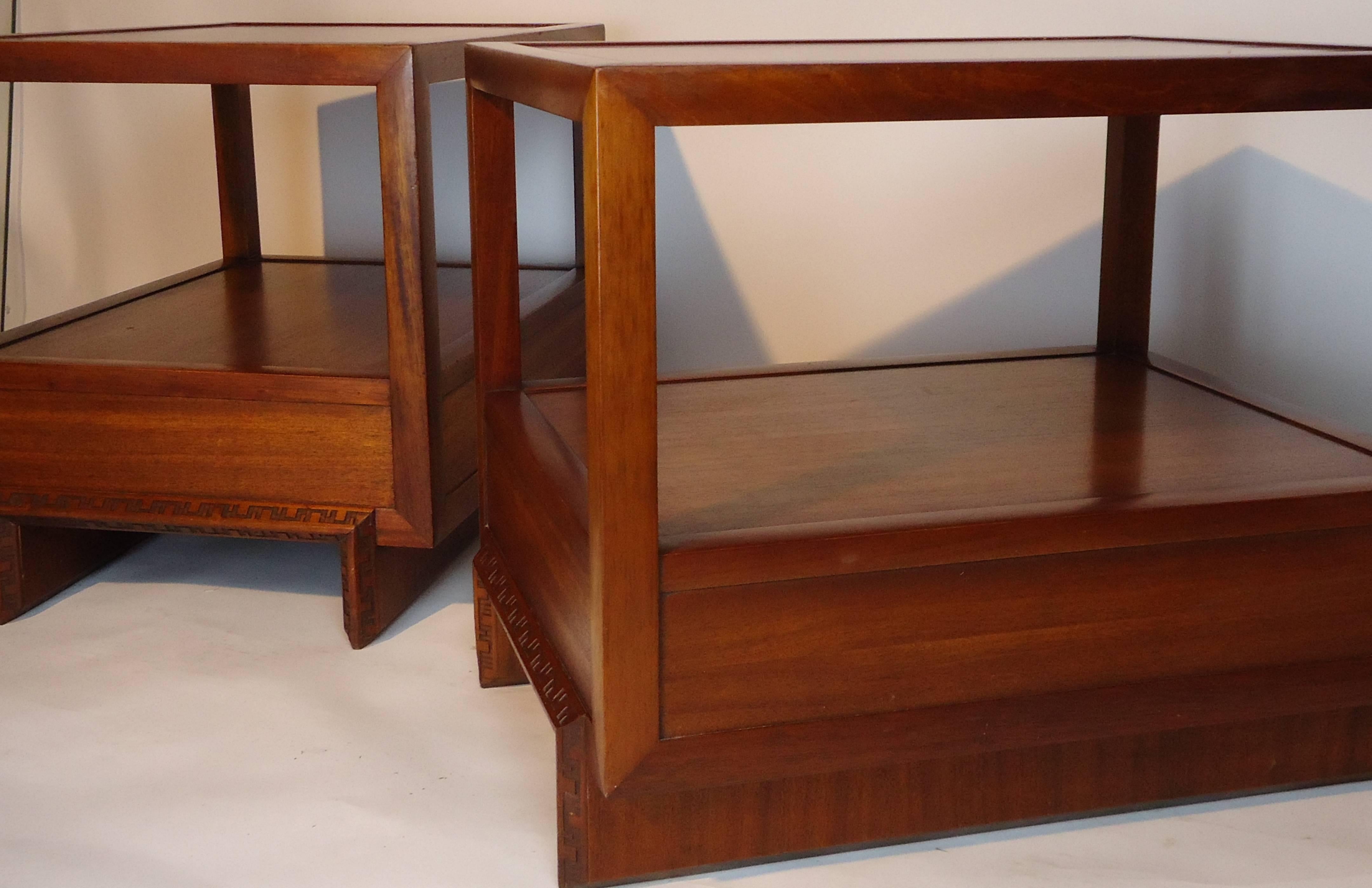 Rare Frank Lloyd Wright Pair of Mahogany End Tables/ Nightstands, Henredon, 1955 4