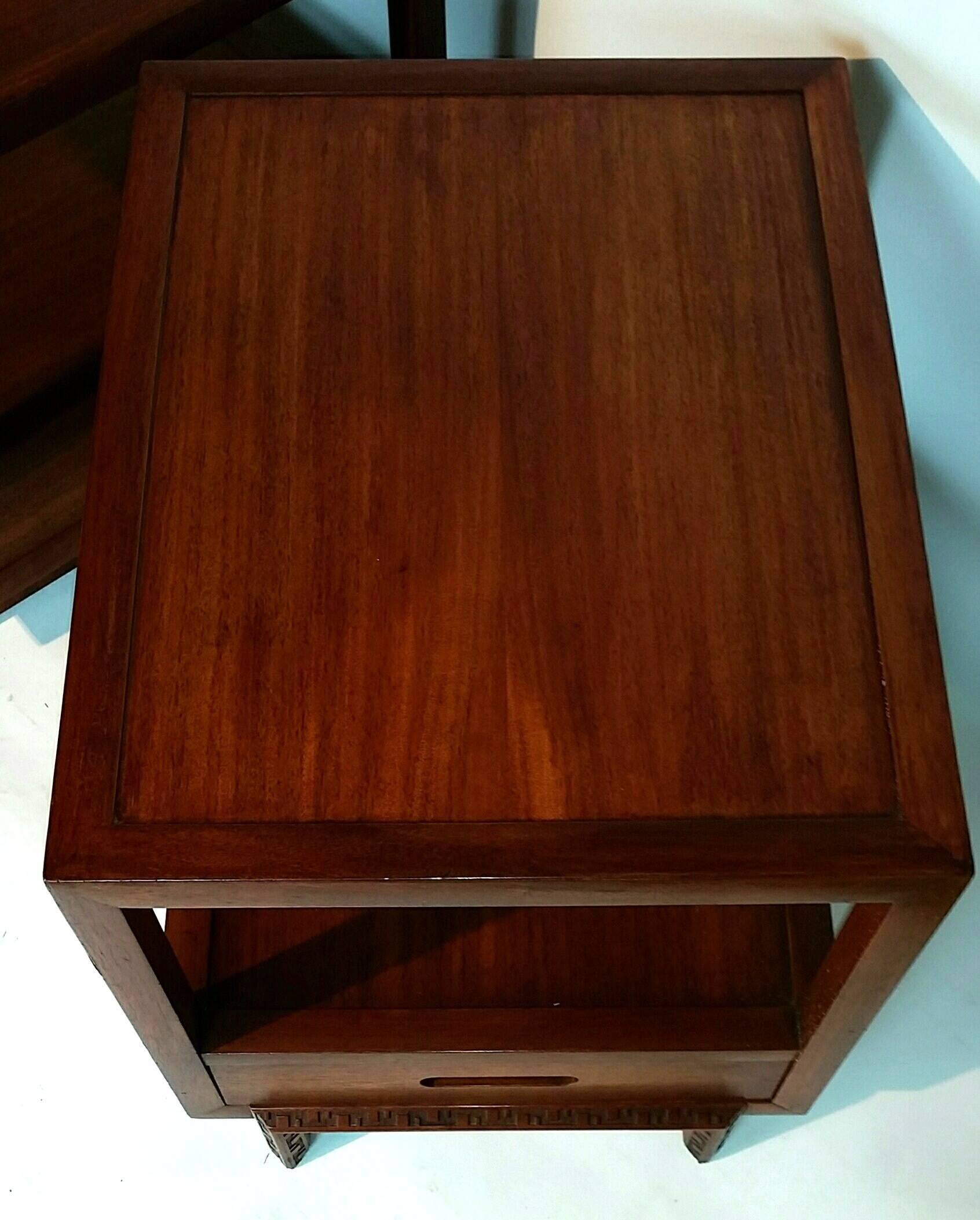 Rare Frank Lloyd Wright Pair of Mahogany End Tables/ Nightstands, Henredon, 1955 3