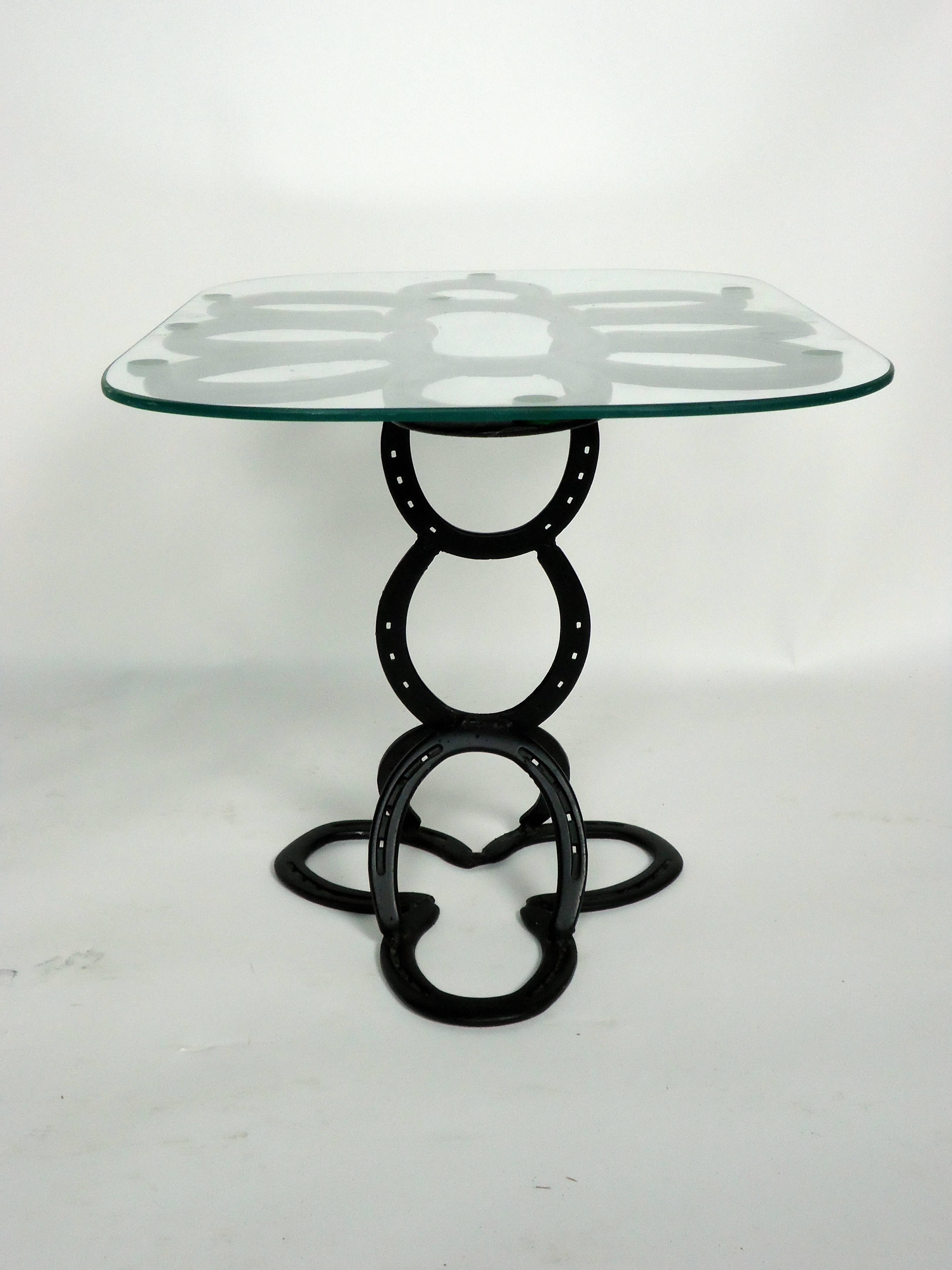 table made from horseshoes