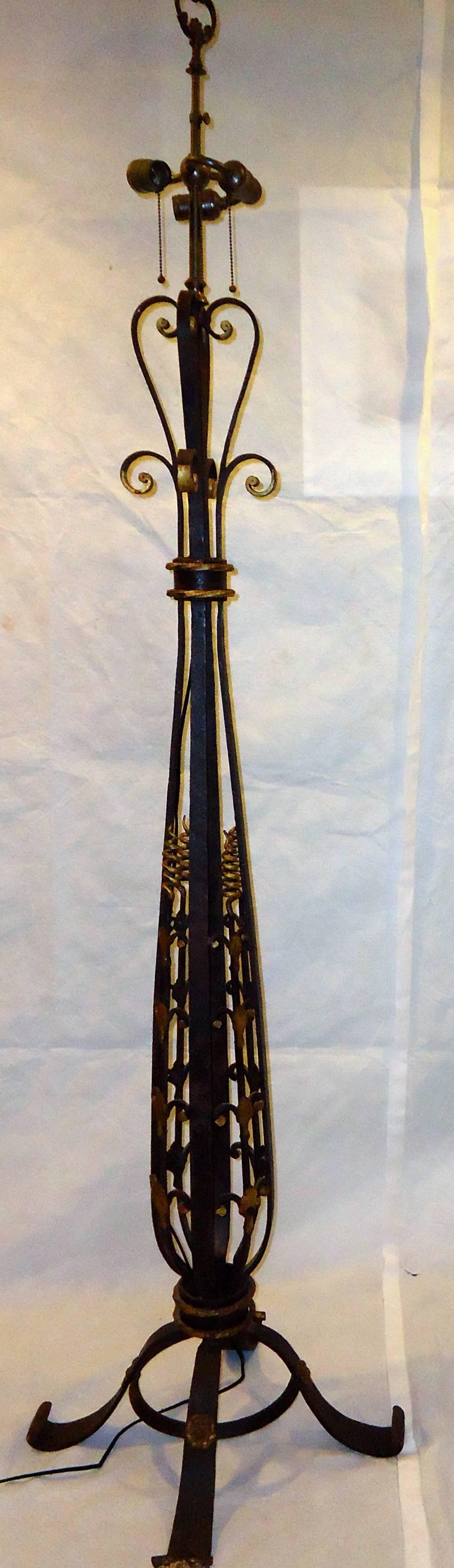 American Empire Wrought Iron Floor Lamp, circa 1910 For Sale 5
