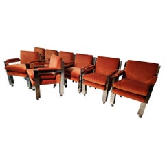 Eight Paul Evans Studio Chrome Dining Armchairs 1973