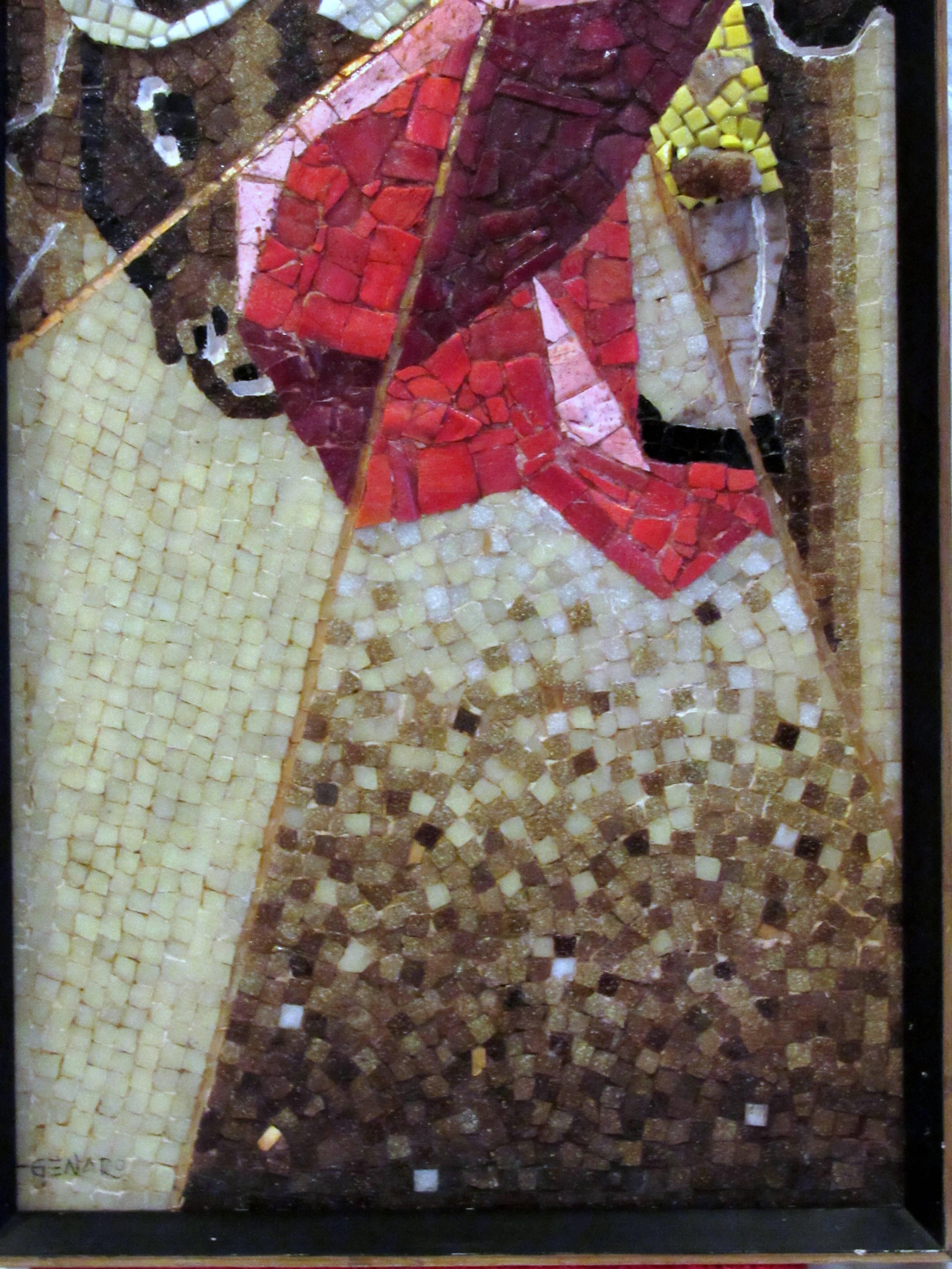 Mid-20th Century Wall Hanging Glass tile and Mineral Mosaic Matador by Genaro Alvarez circa 1955 