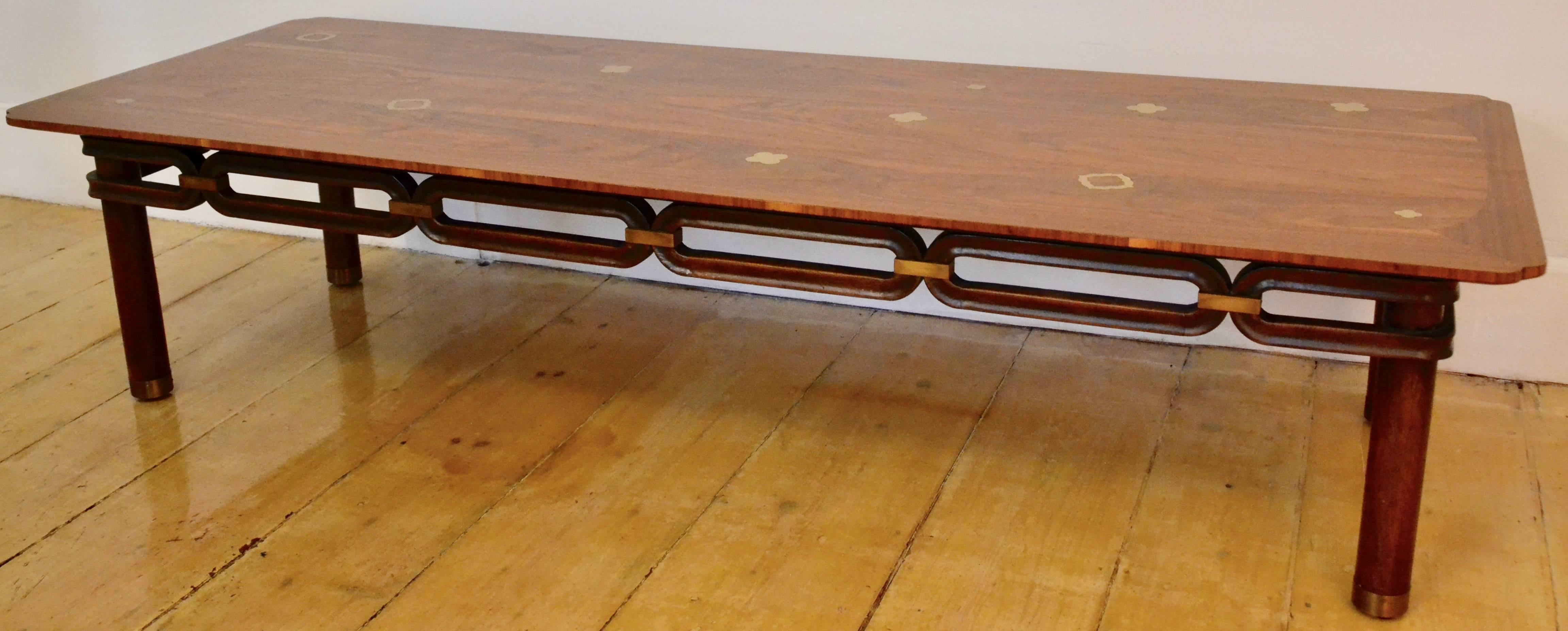 Mid-Century Modern Bert England Walnut Coffee Table Johnson Furniture Co., circa 1960