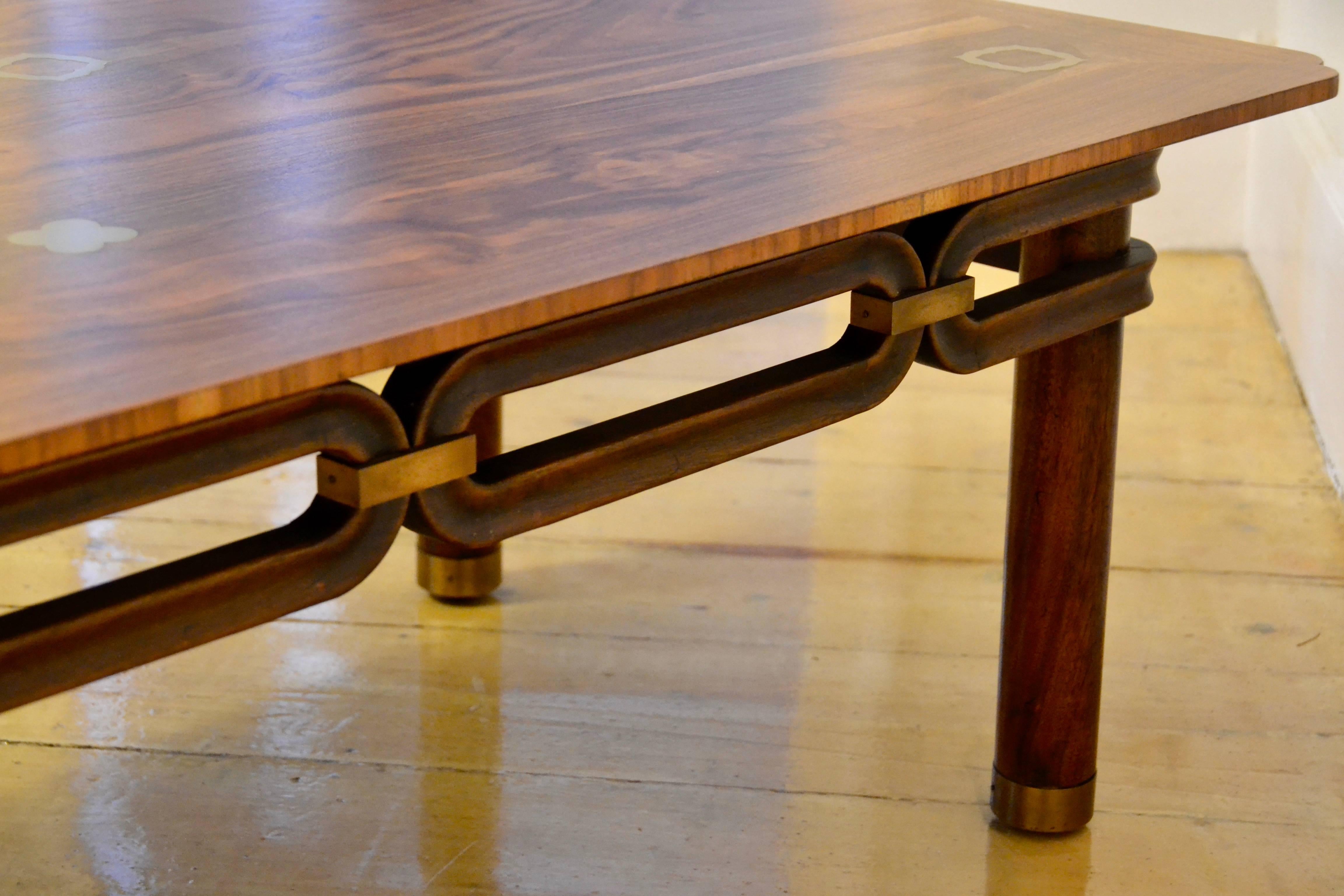 Bert England Walnut Coffee Table Johnson Furniture Co., circa 1960 In Good Condition In Camden, ME