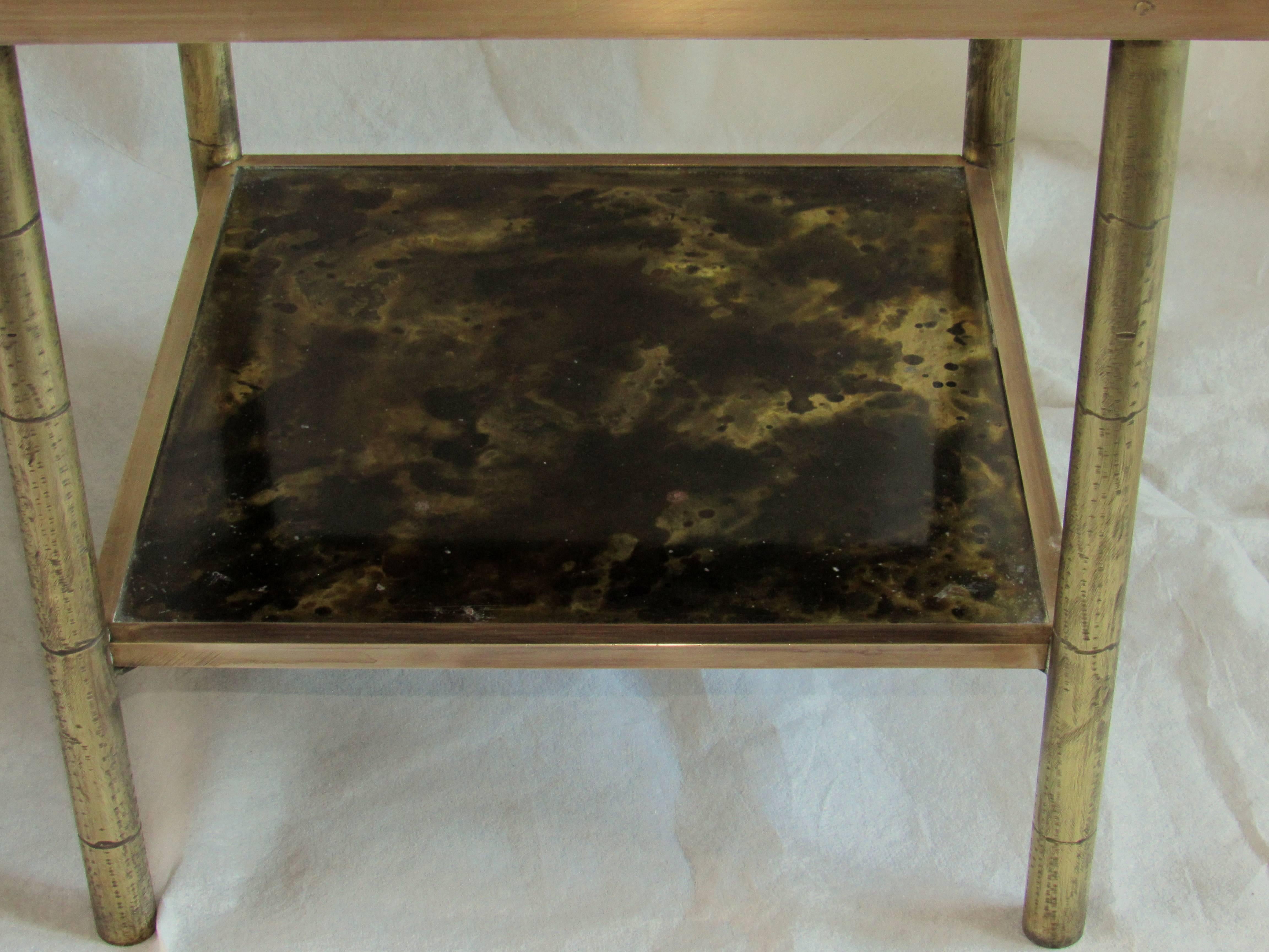 Rare Etched Brass Kelvin & Philip LaVerne Two-Tier End Tables 