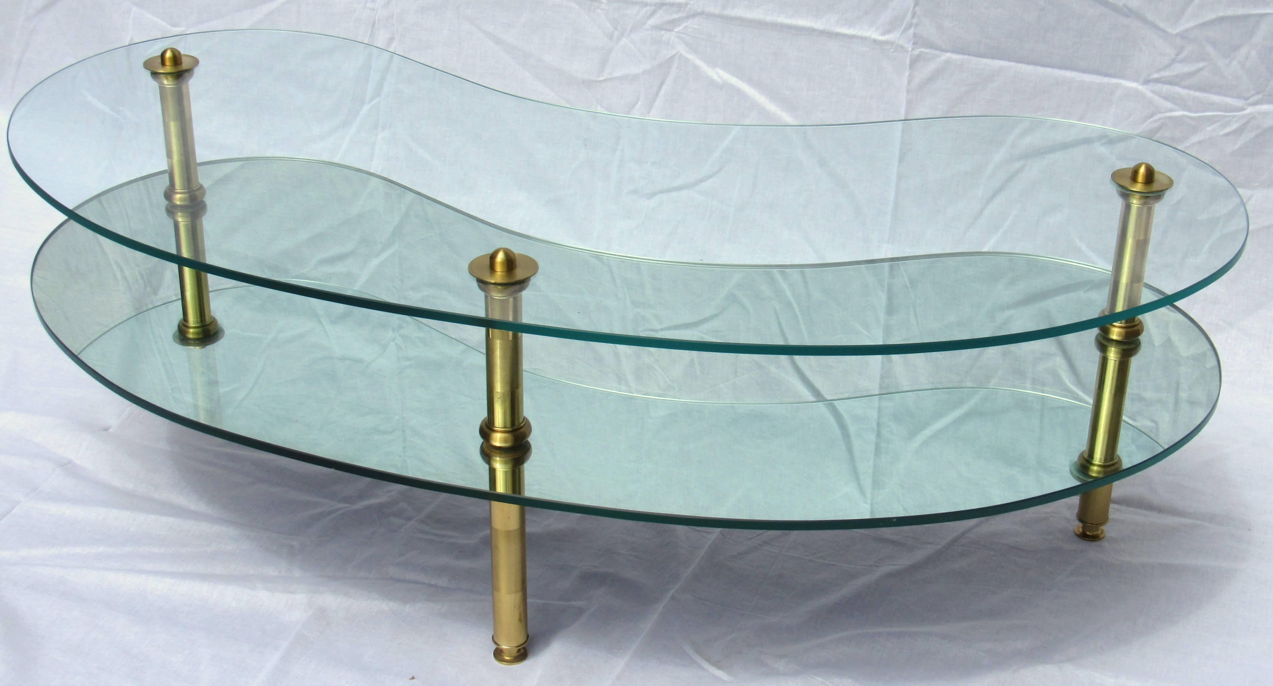 Polished Mid-Century Coffee Table Mirror and Glass Semon Bache, 1960