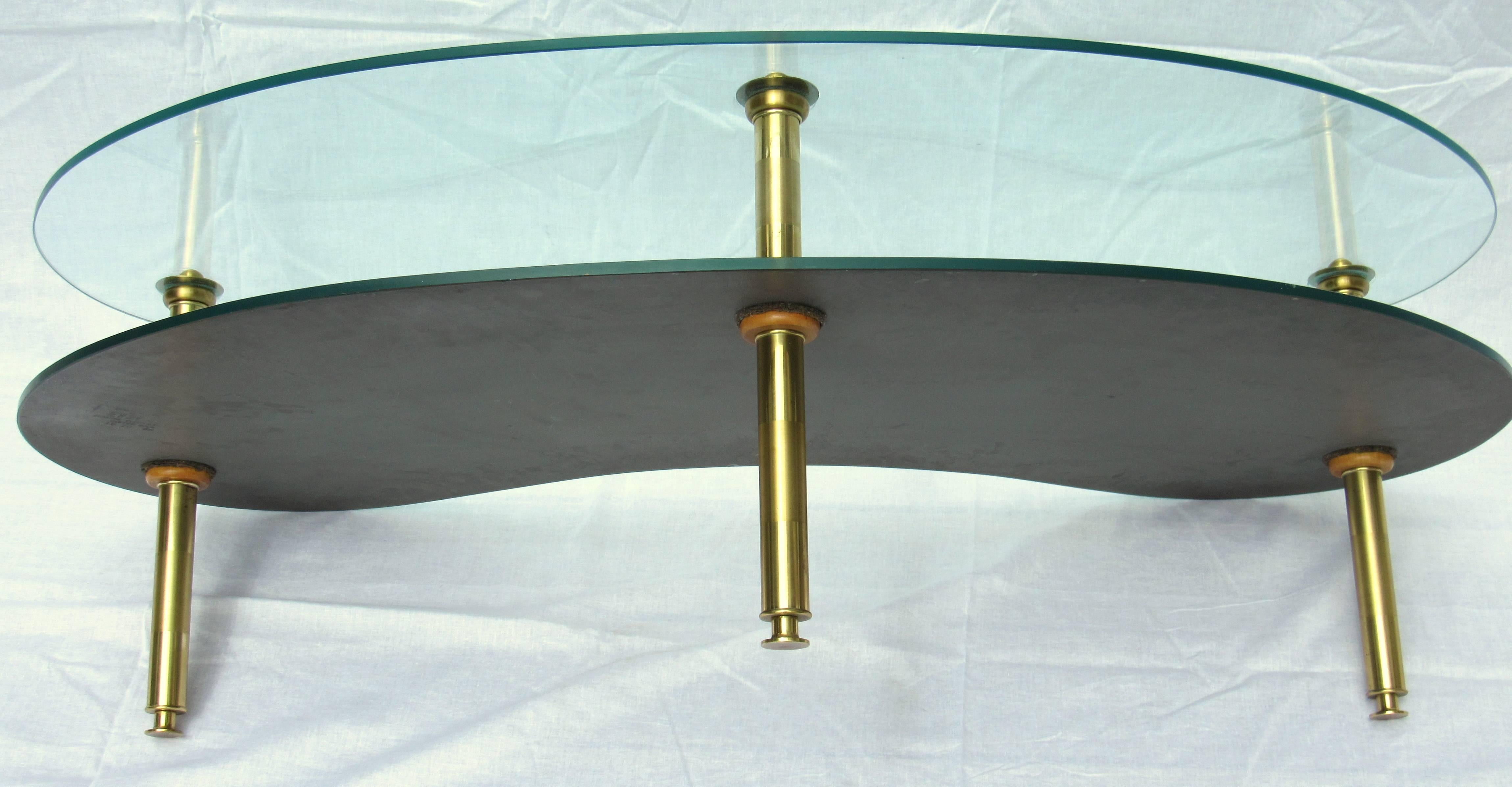 Mid-Century Coffee Table Mirror and Glass Semon Bache, 1960 In Good Condition In Camden, ME