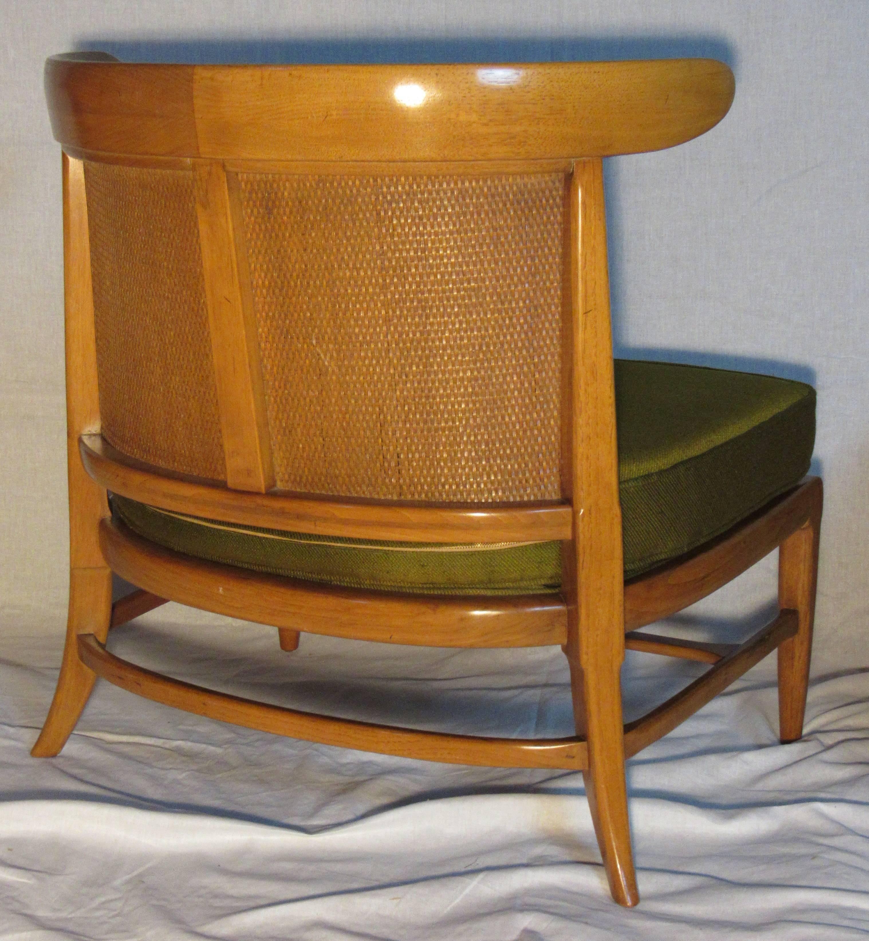 Four Mid-Century Tomlinson Sophisticate Caned Walnut Slipper Chairs, circa 1956 In Excellent Condition In Camden, ME