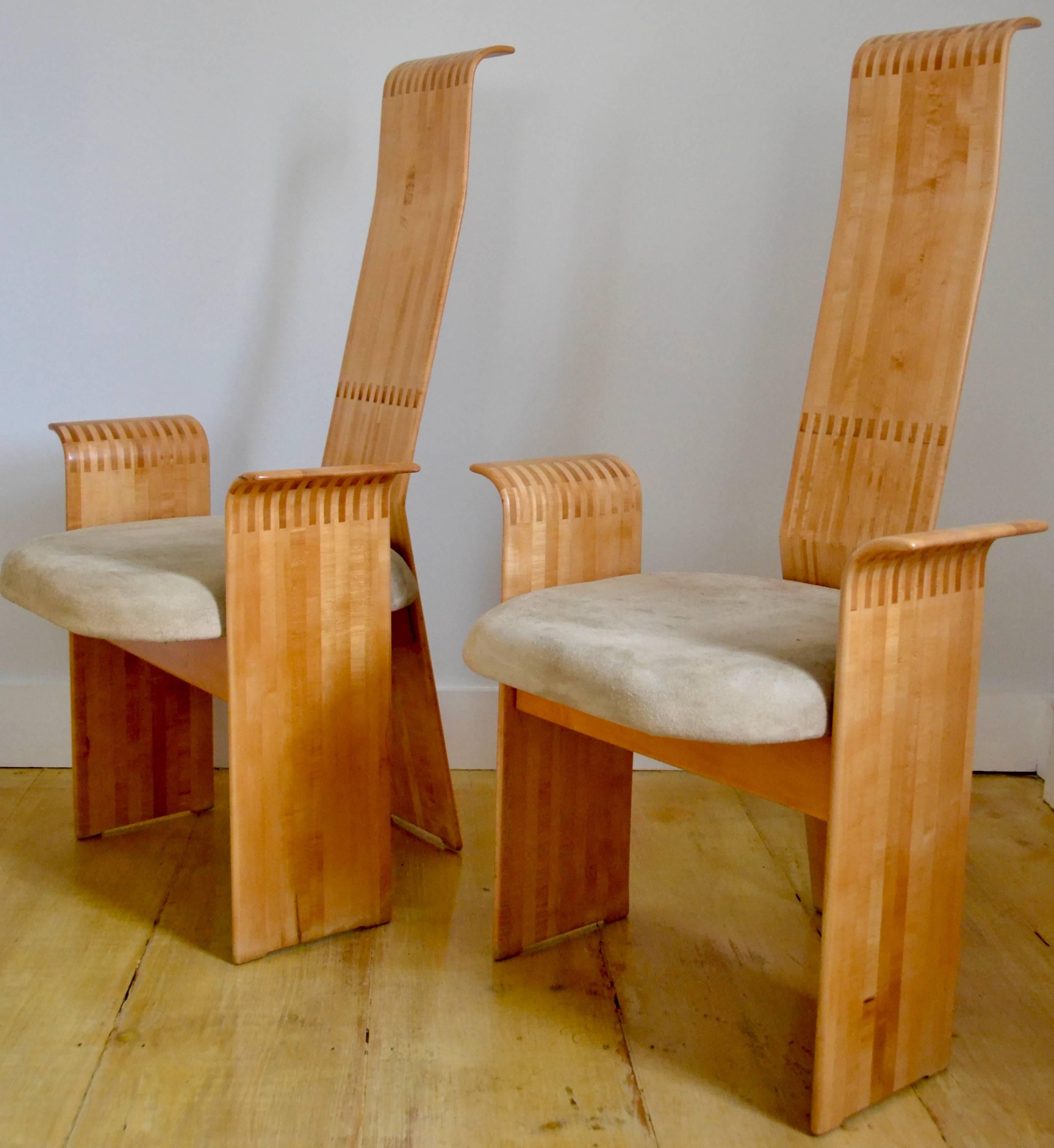 Berthold Schwaiger Studio Crafted Laminated Chairs Signed and Dated 1985  3