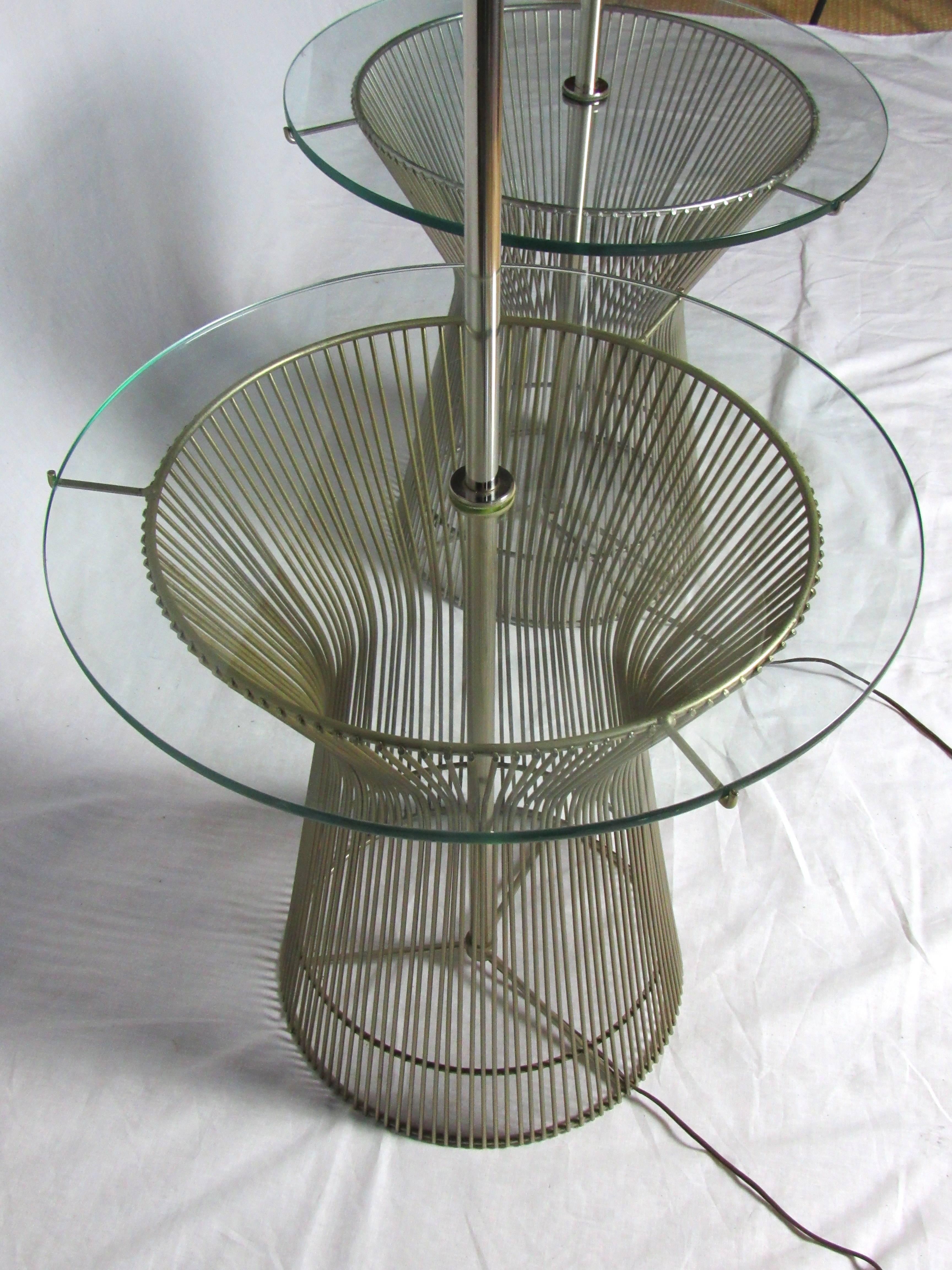 20th Century Pair of Chrome and Glass Lamp Tables by Laurel Warren Platner Style, circa 1960