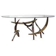 Signed Early Silas Seandel "Ortega" Brutalist Cut Metal Coffee Table, circa 1970