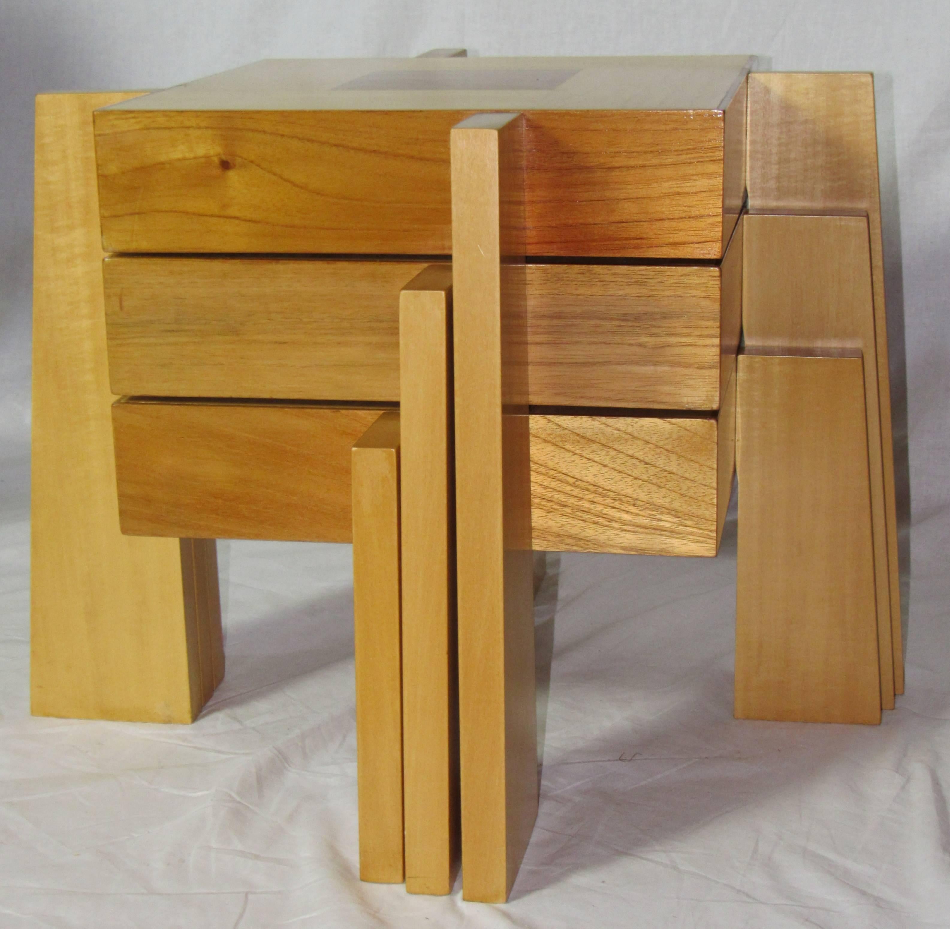 Lacquered Toqapu Studio Nest of Stacking Tables , circa 1985 For Sale