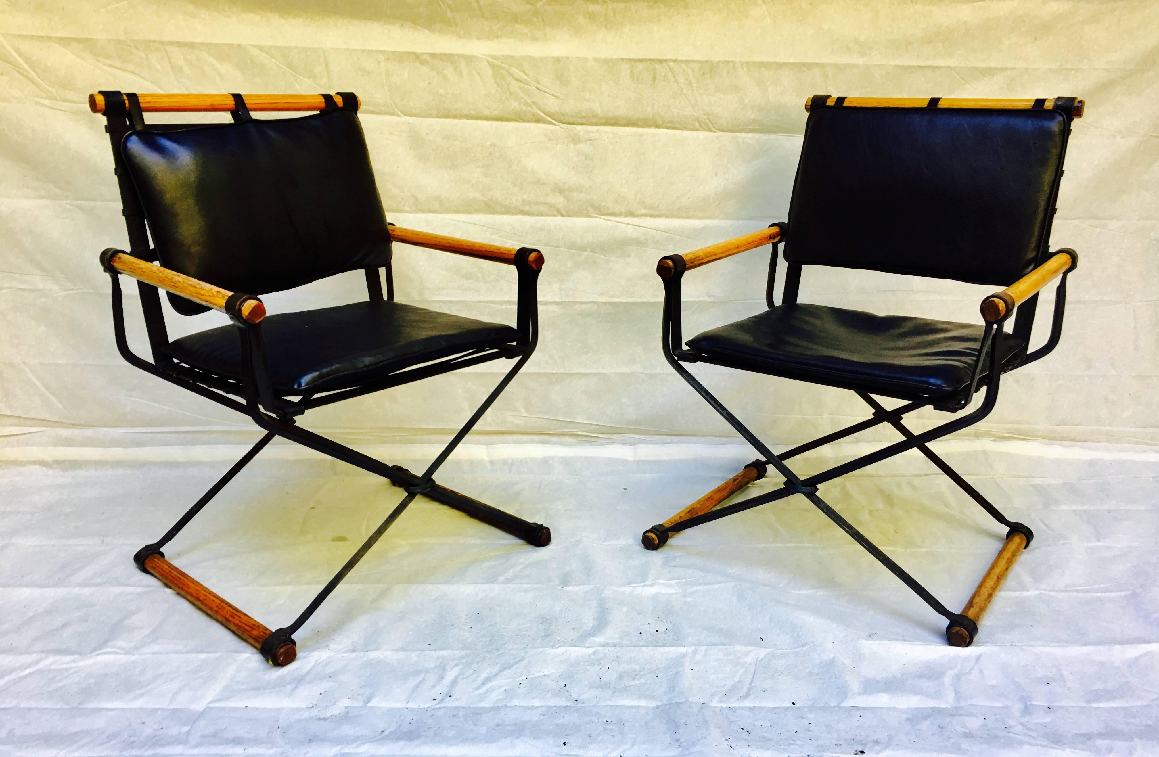 Pair of Cleo Baldon Wrought Iron Campaign Armchairs for Terra, circa 1965 4