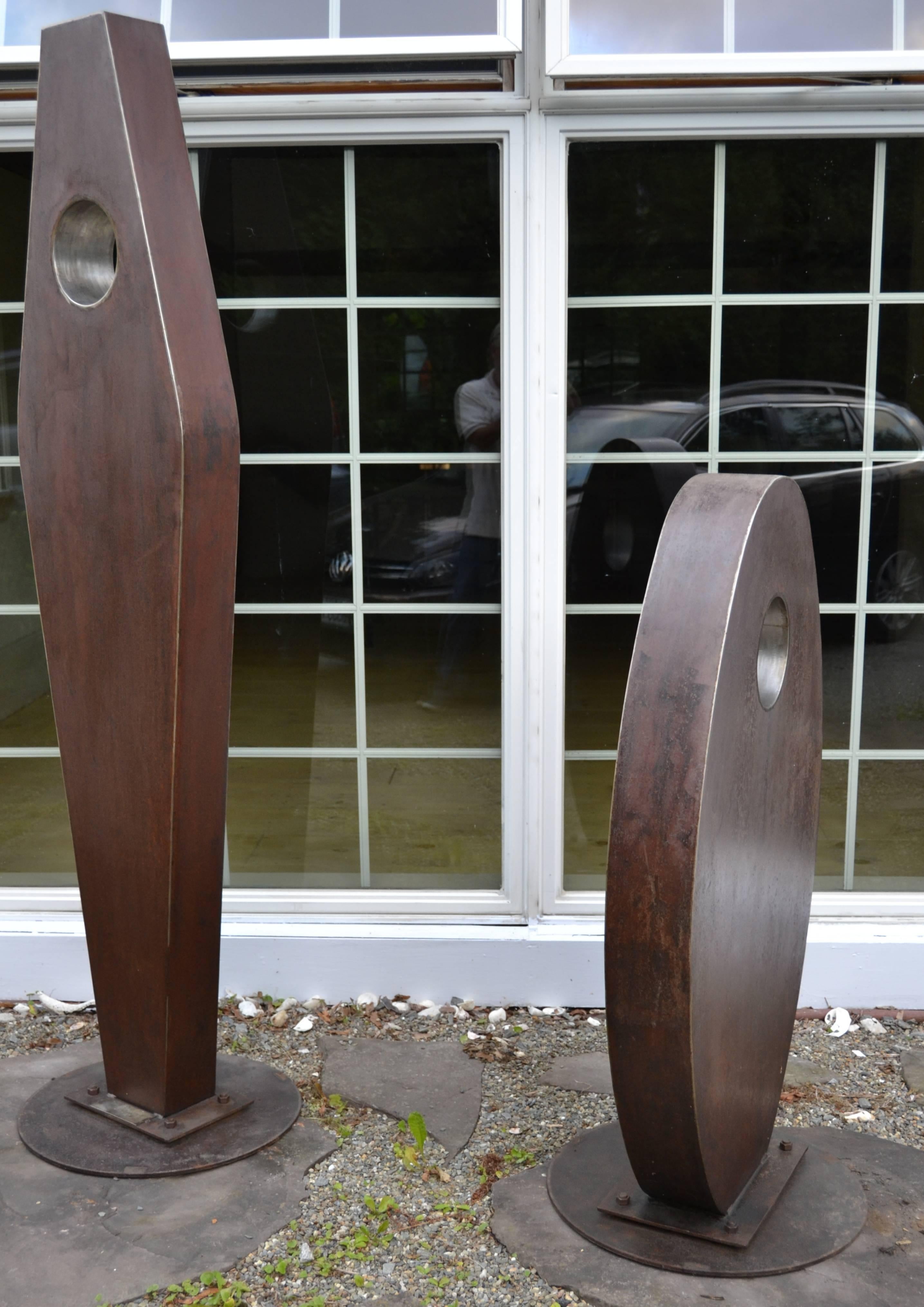 Mid-Century Modern Pair of Corten Steel Sculpture by Jim Harvey Titled 