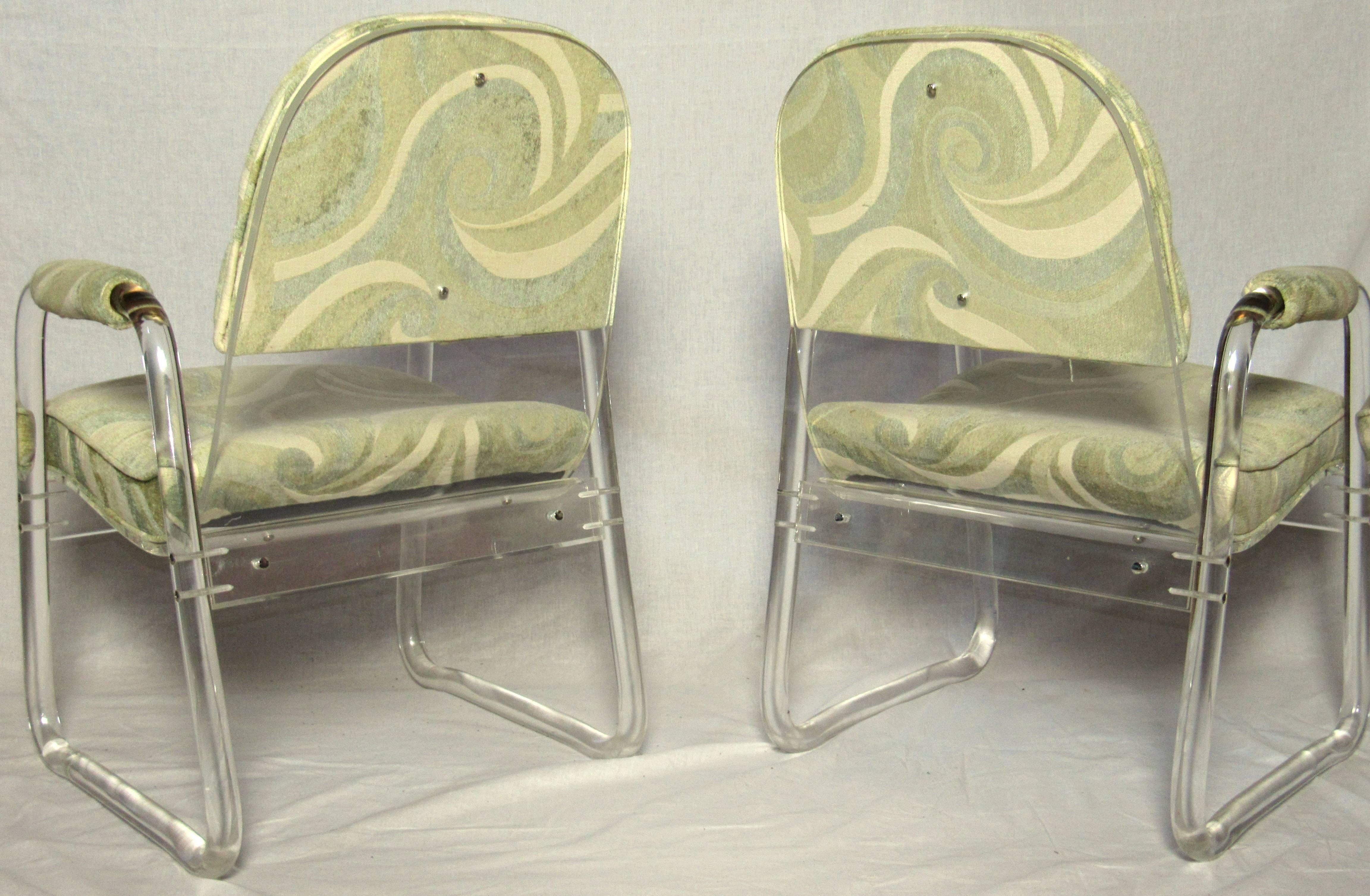 Cast Pair of Lucite Lounge Chairs Hill Industries , circa 1970 For Sale