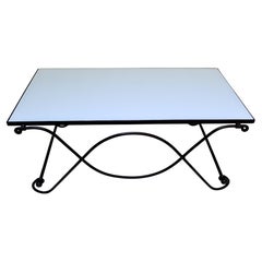 French Cocktail Table, forged Iron with Glass inset.