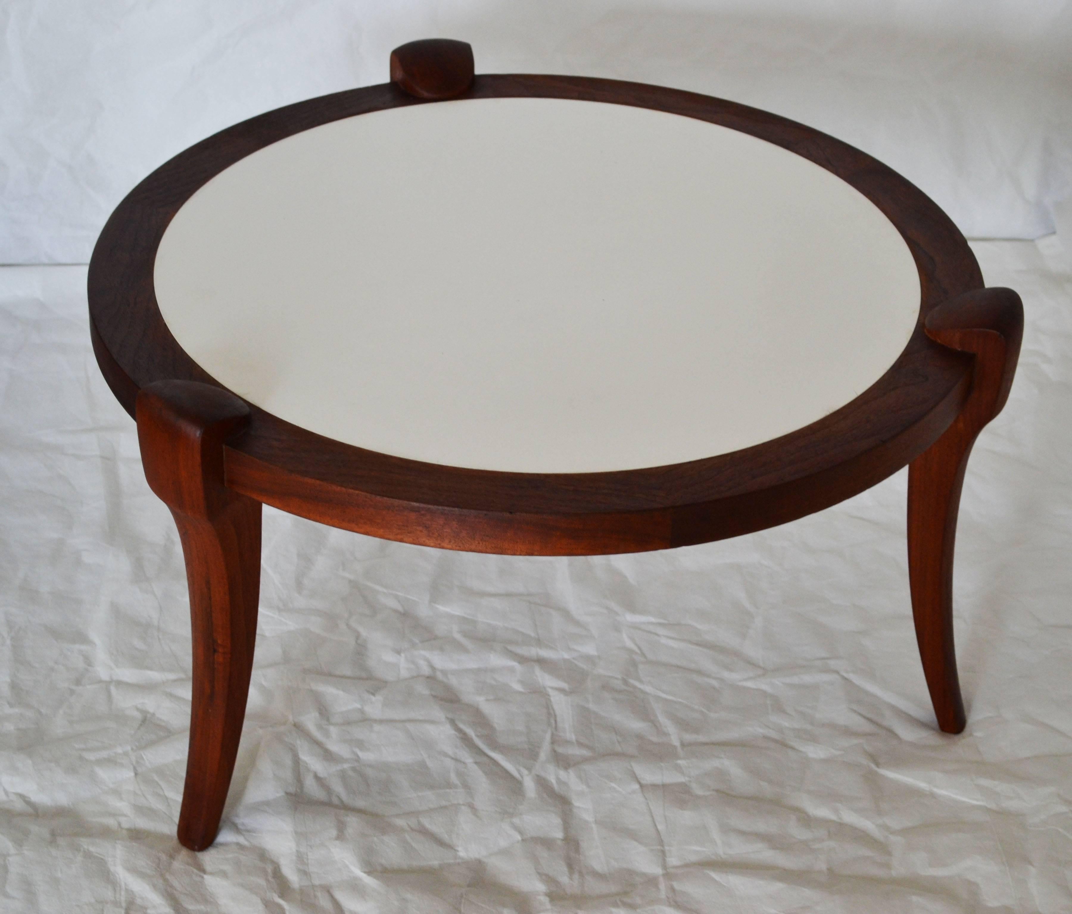 Carved Arne Vodder, Danish 1960s Teak Cocktail Table with White Inset Top For Sale