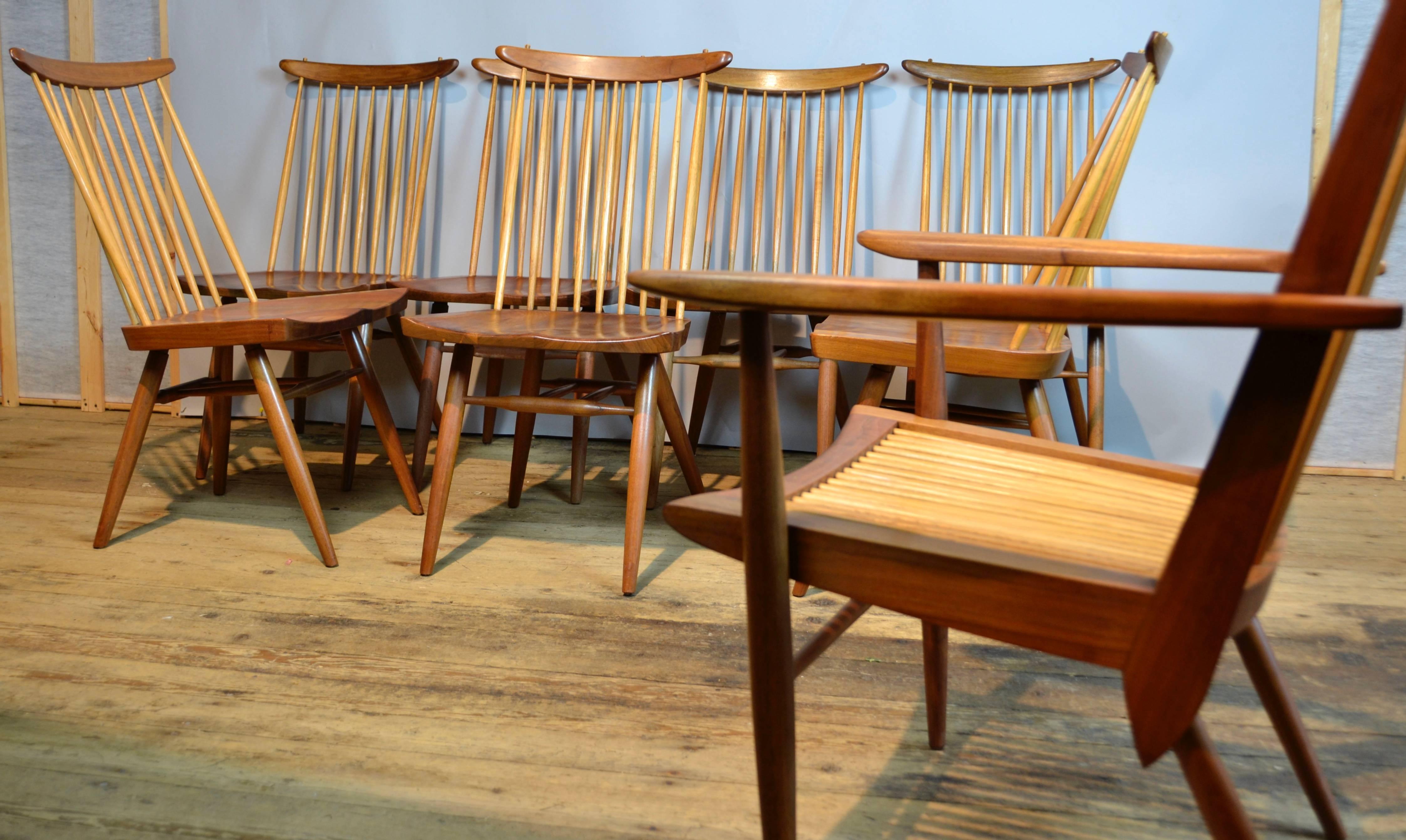 American Eight George Nakashima Walnut Dining Chairs 1963