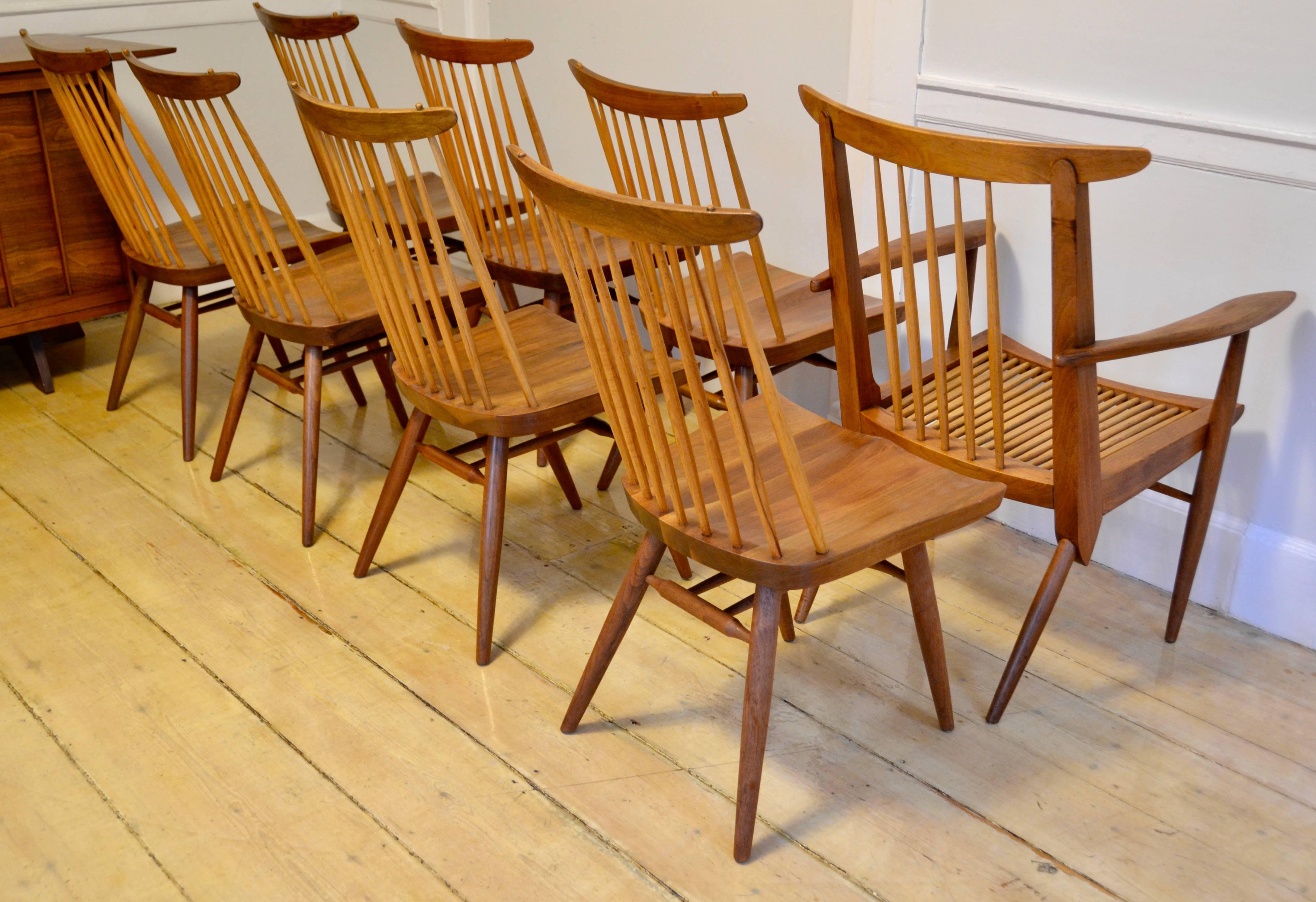 Eight George Nakashima Walnut Dining Chairs 1963 2