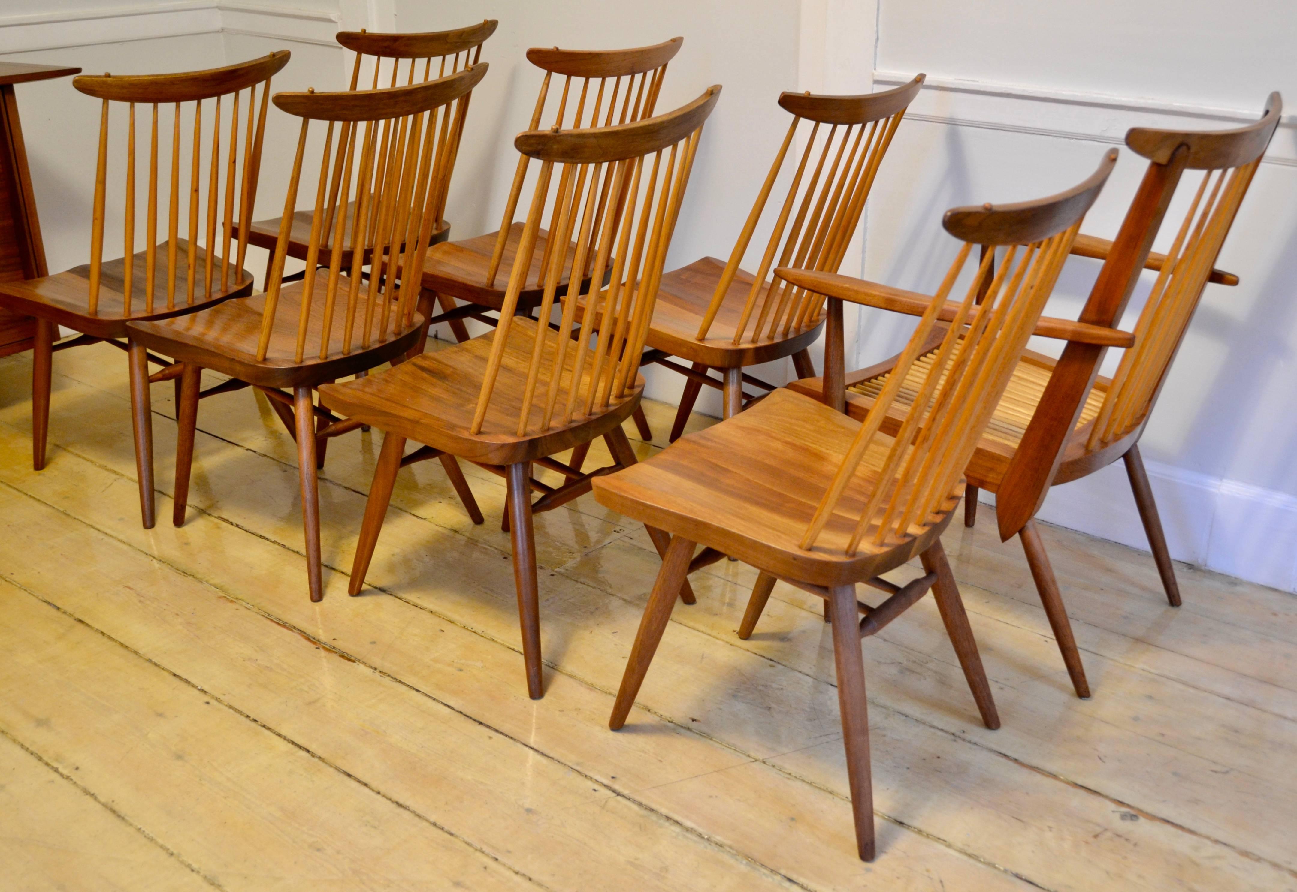 Eight George Nakashima Walnut Dining Chairs 1963 1