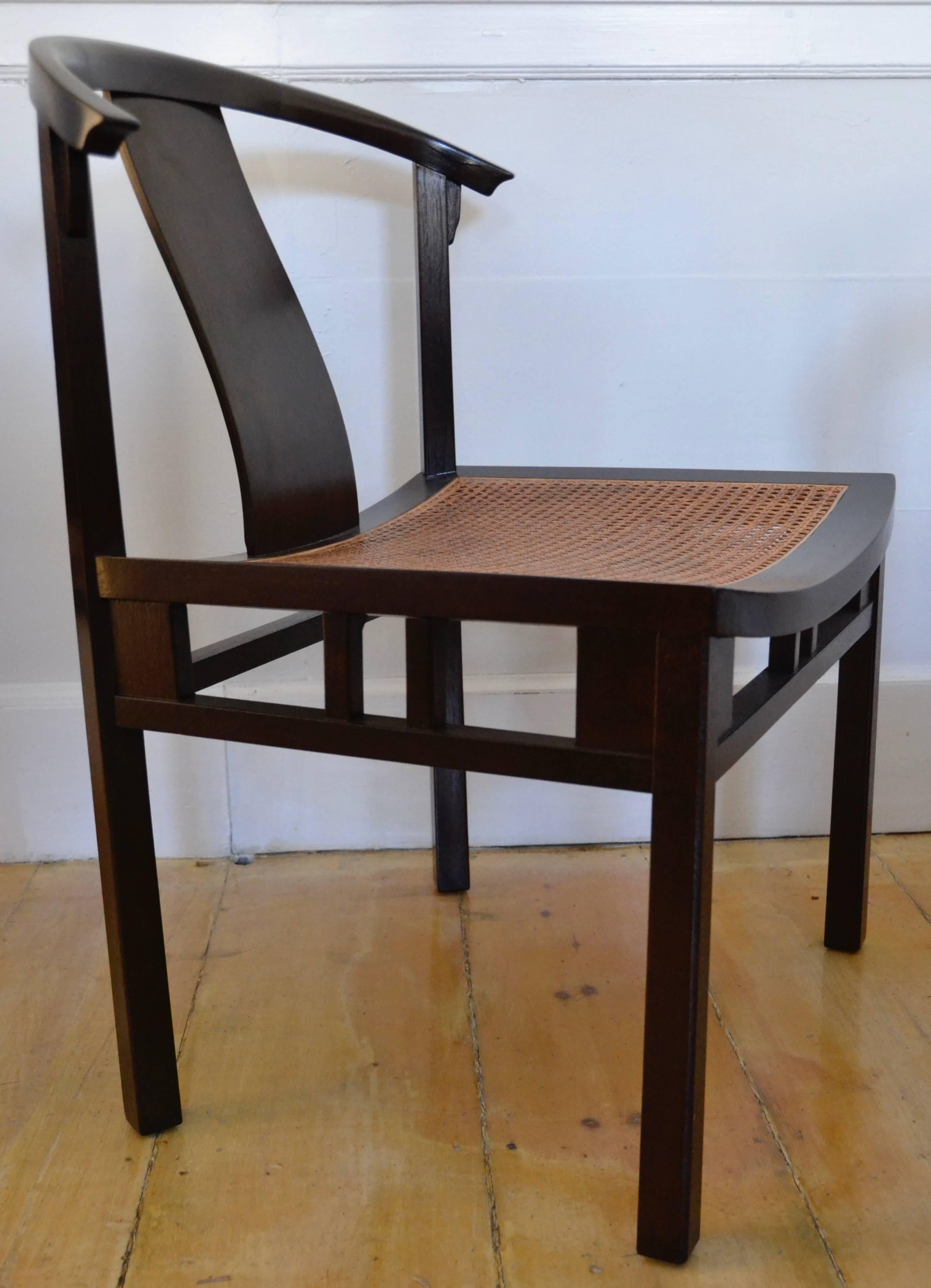 Mid-Century Modern Michael Taylor Six Caned Dining Chairs for Baker, circa 1954