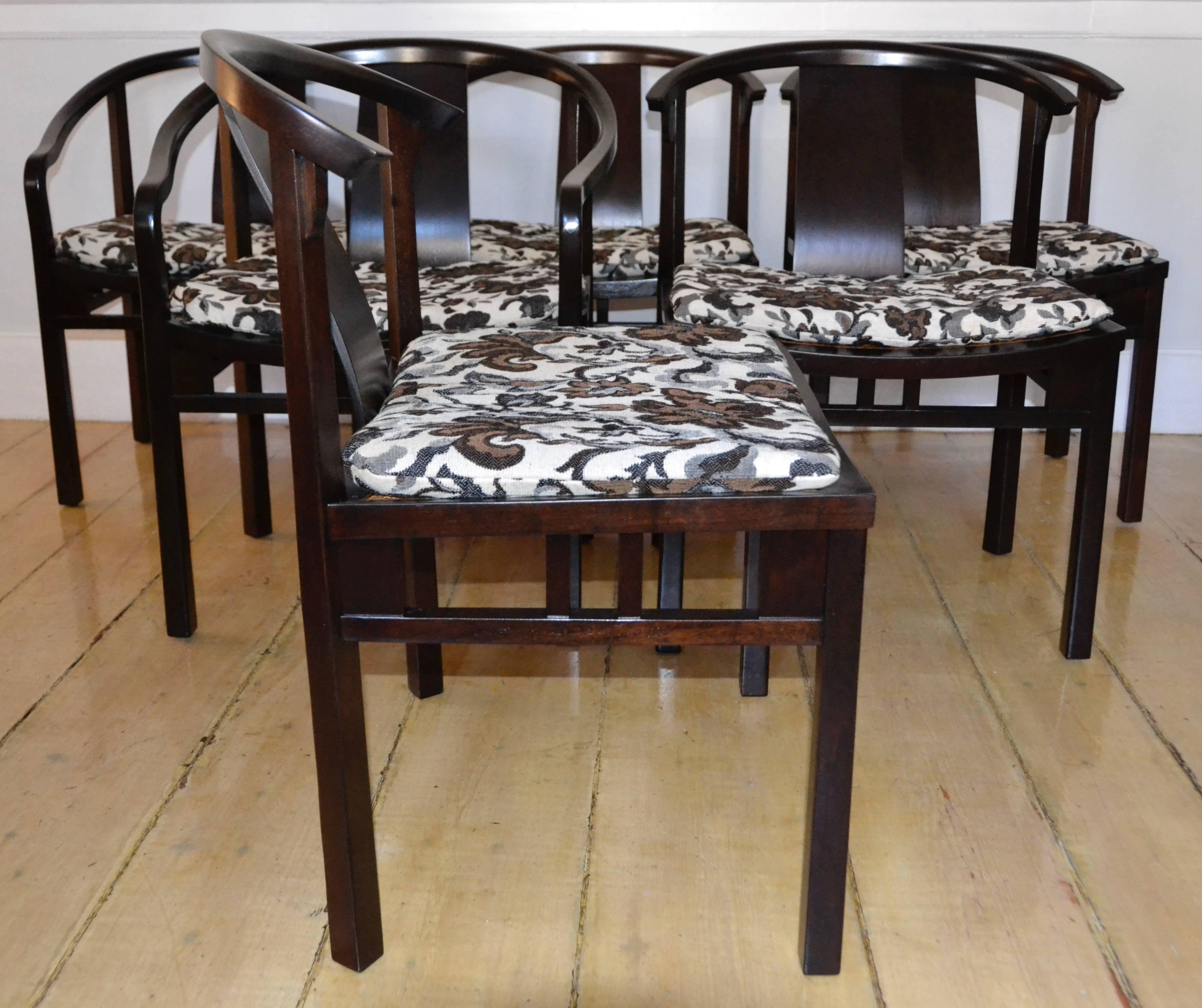 American Michael Taylor Six Caned Dining Chairs for Baker, circa 1954